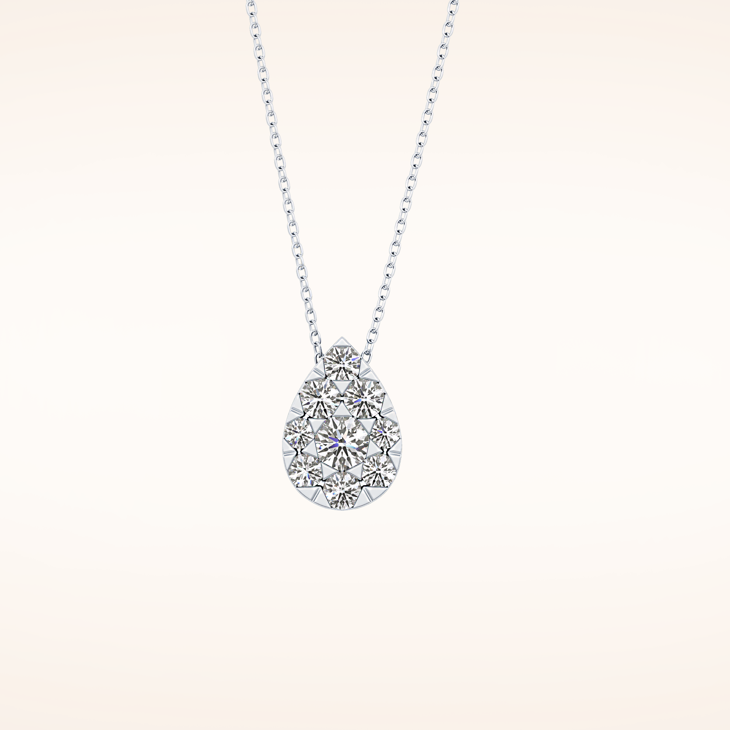 0.67 TCW Round Cut Moissanite Multi Stone Pear Pendant Necklace