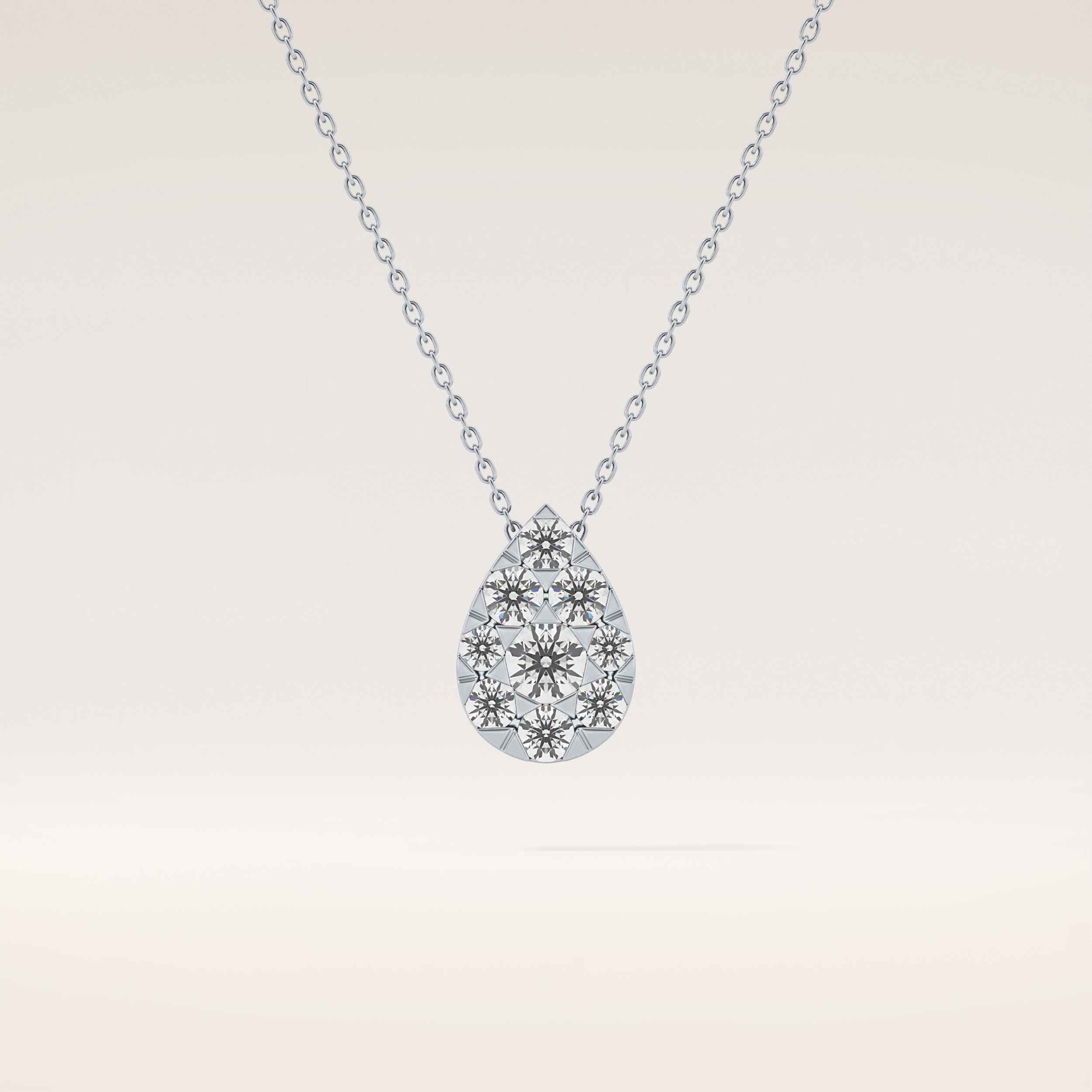 0.67 TCW Round Cut Moissanite Multi Stone Pear Pendant Necklace