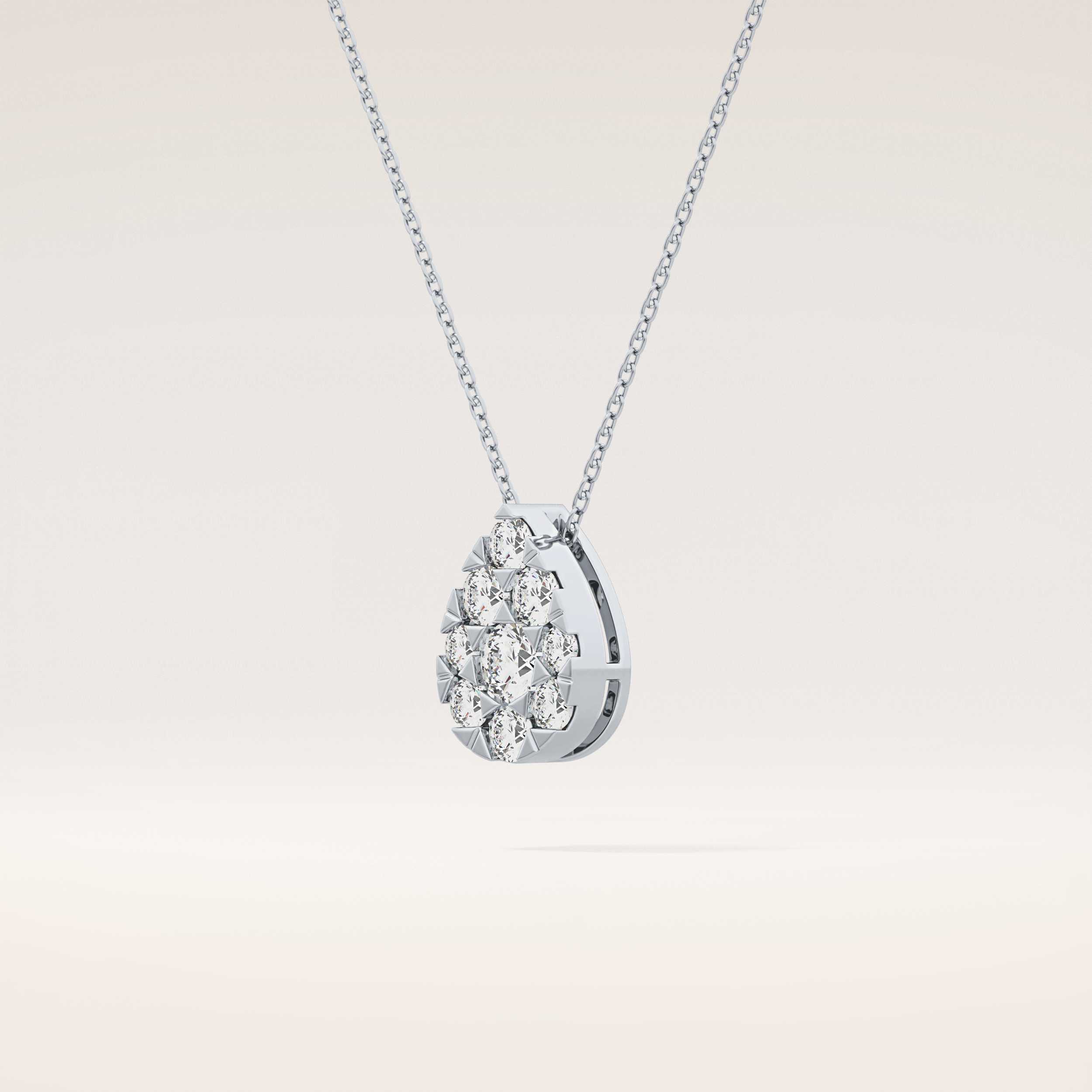 0.67 TCW Round Cut Moissanite Multi Stone Pear Pendant Necklace