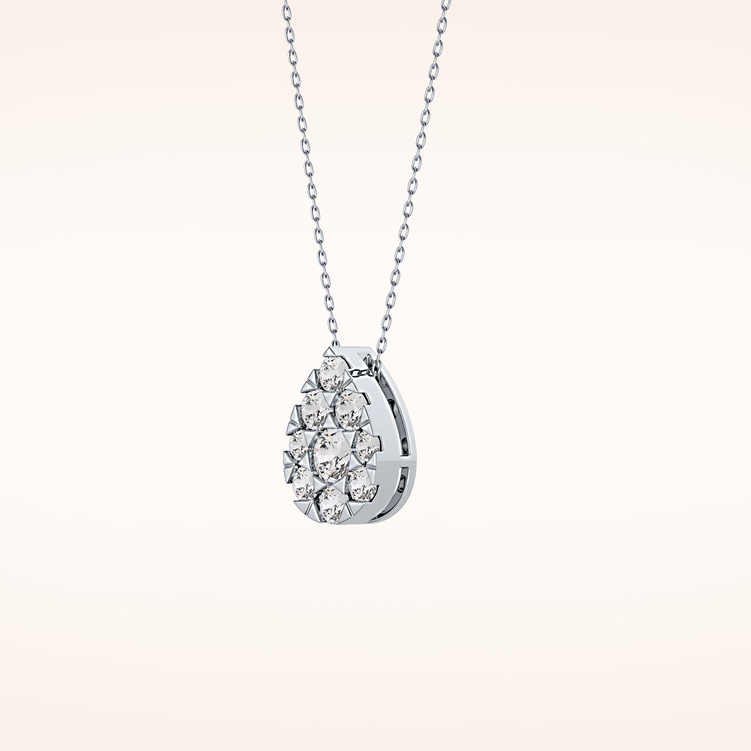 0.67 TCW Round Cut Moissanite Multi Stone Pear Pendant Necklace