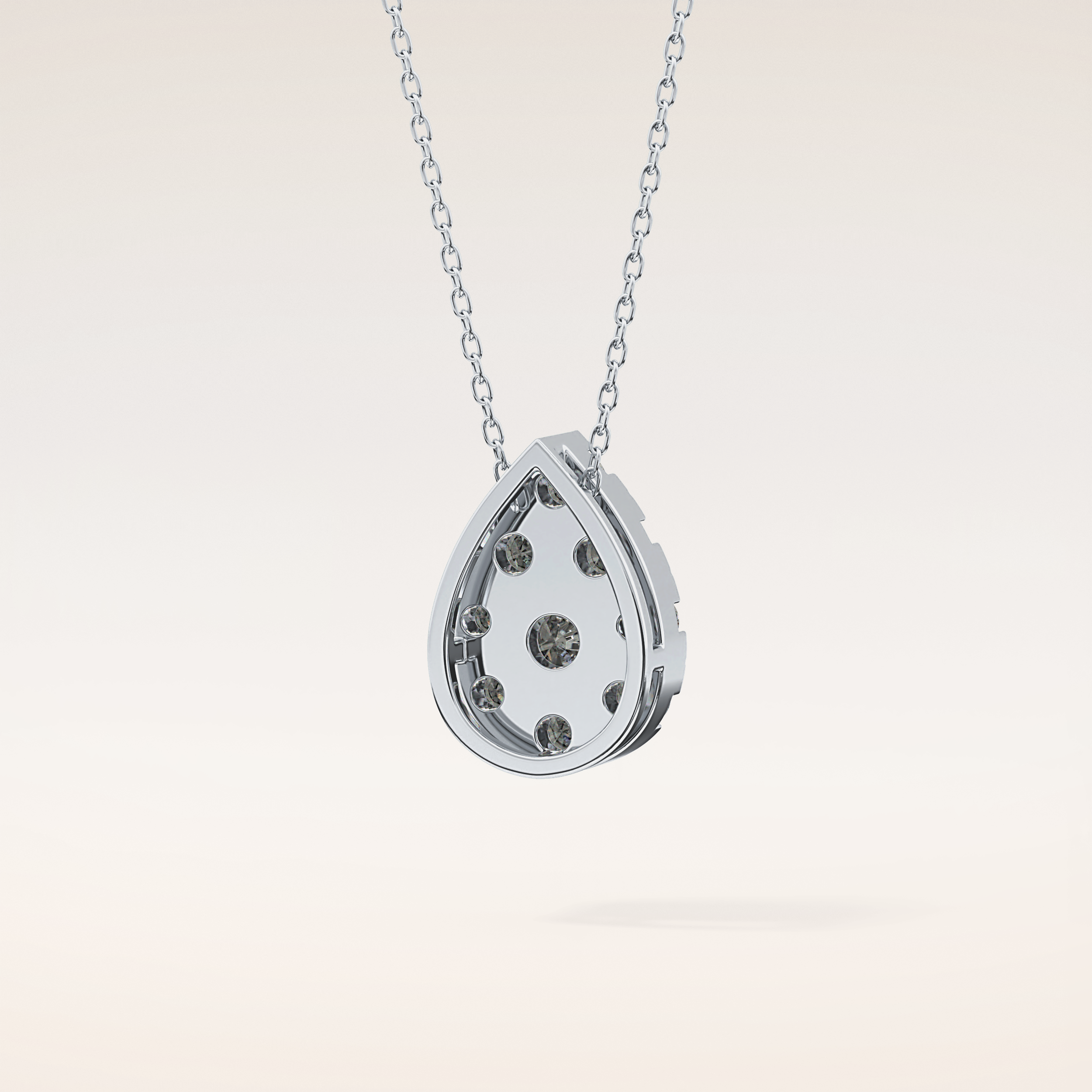 0.67 TCW Round Cut Moissanite Multi Stone Pear Pendant Necklace