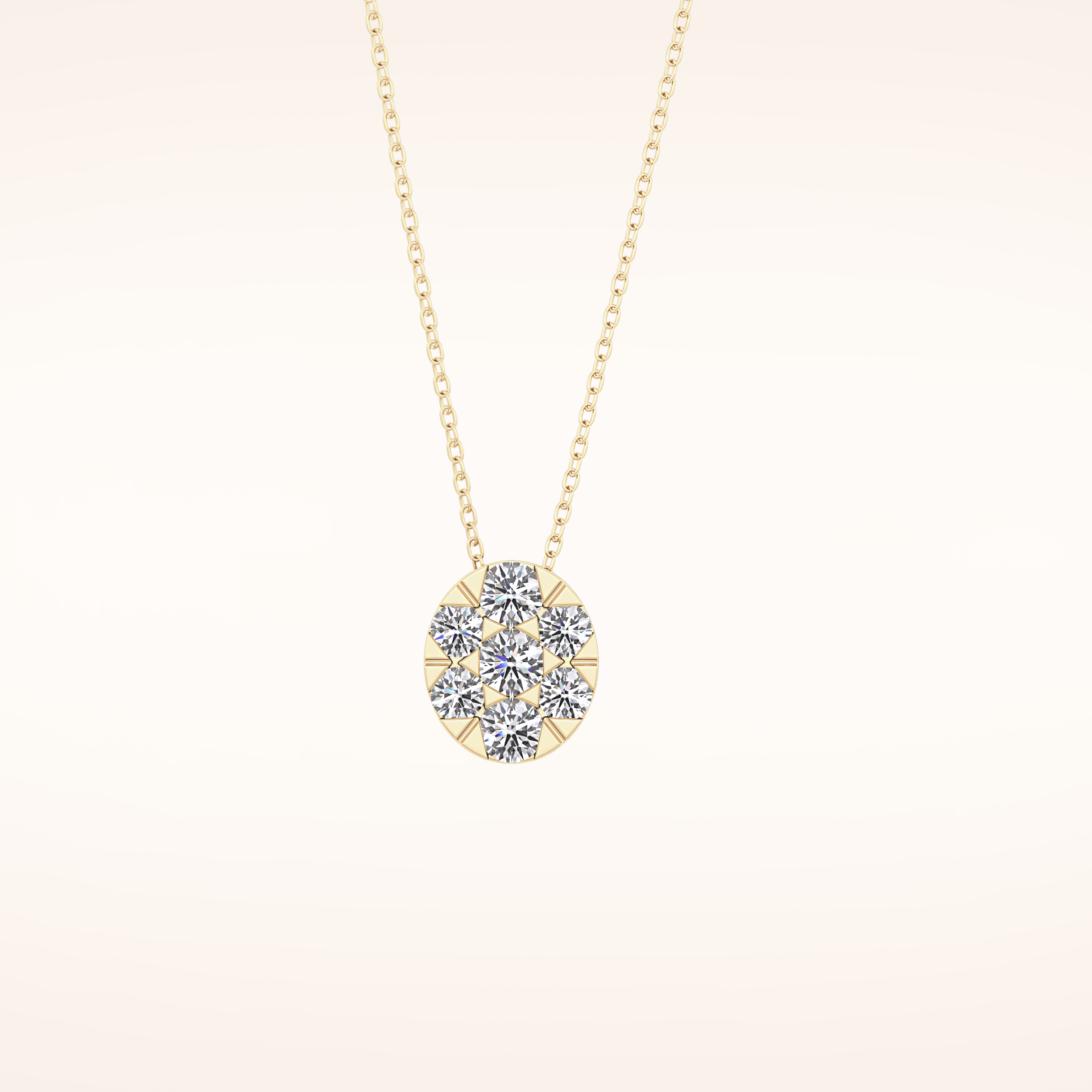 0.54 TCW Round Cut Moissanite Multi Stone Oval Pendant Necklace