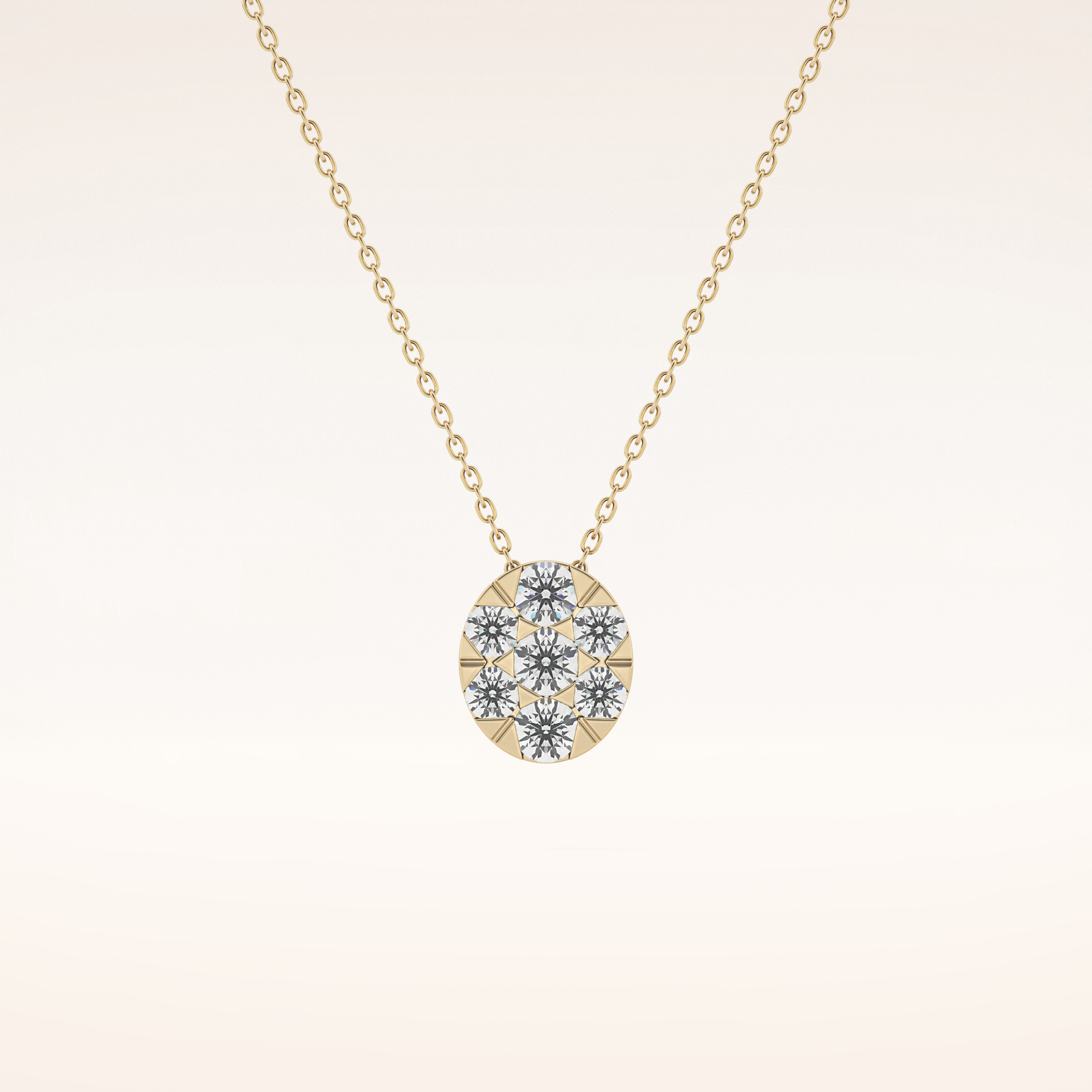 0.54 TCW Round Cut Moissanite Multi Stone Oval Pendant Necklace
