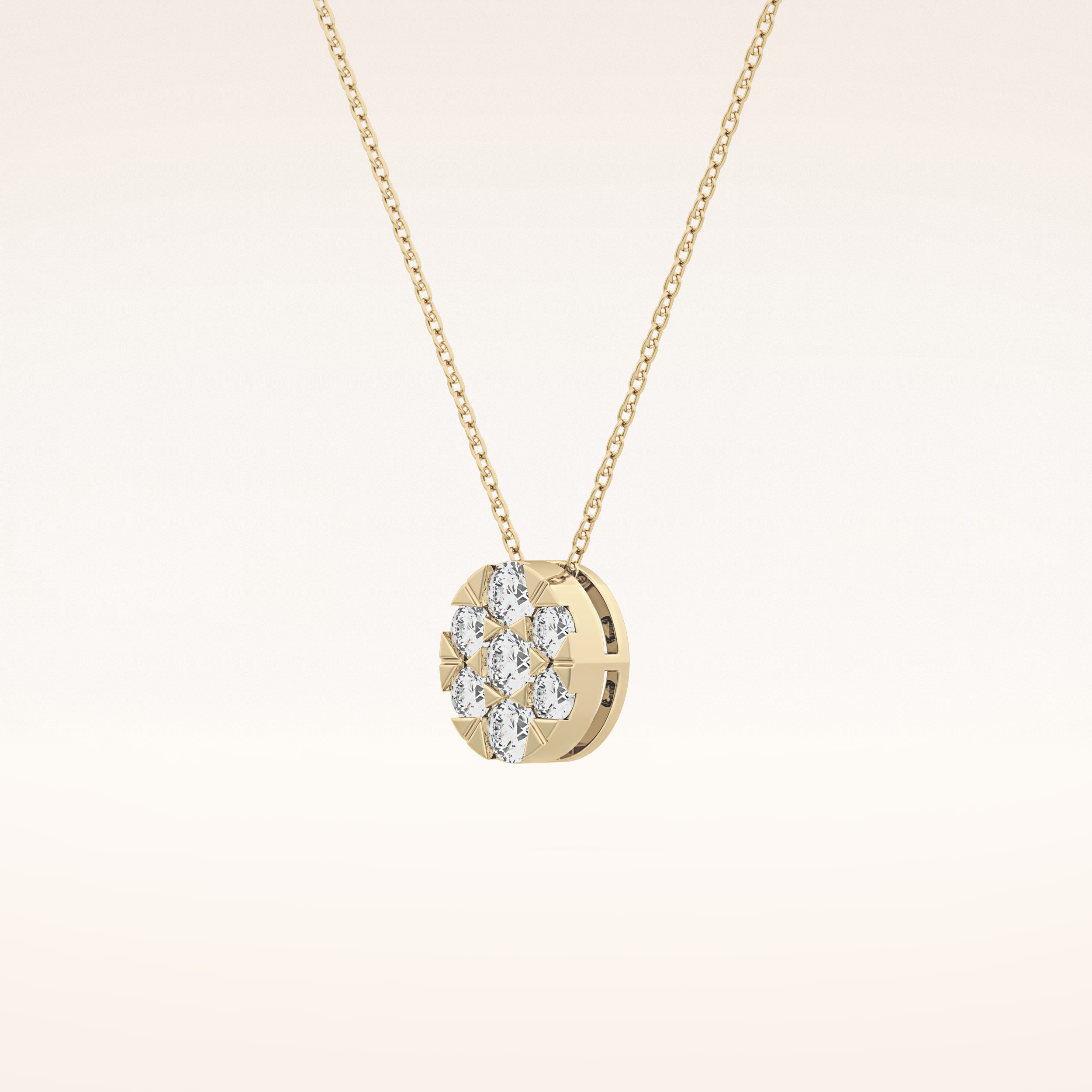 0.54 TCW Round Cut Moissanite Multi Stone Oval Pendant Necklace