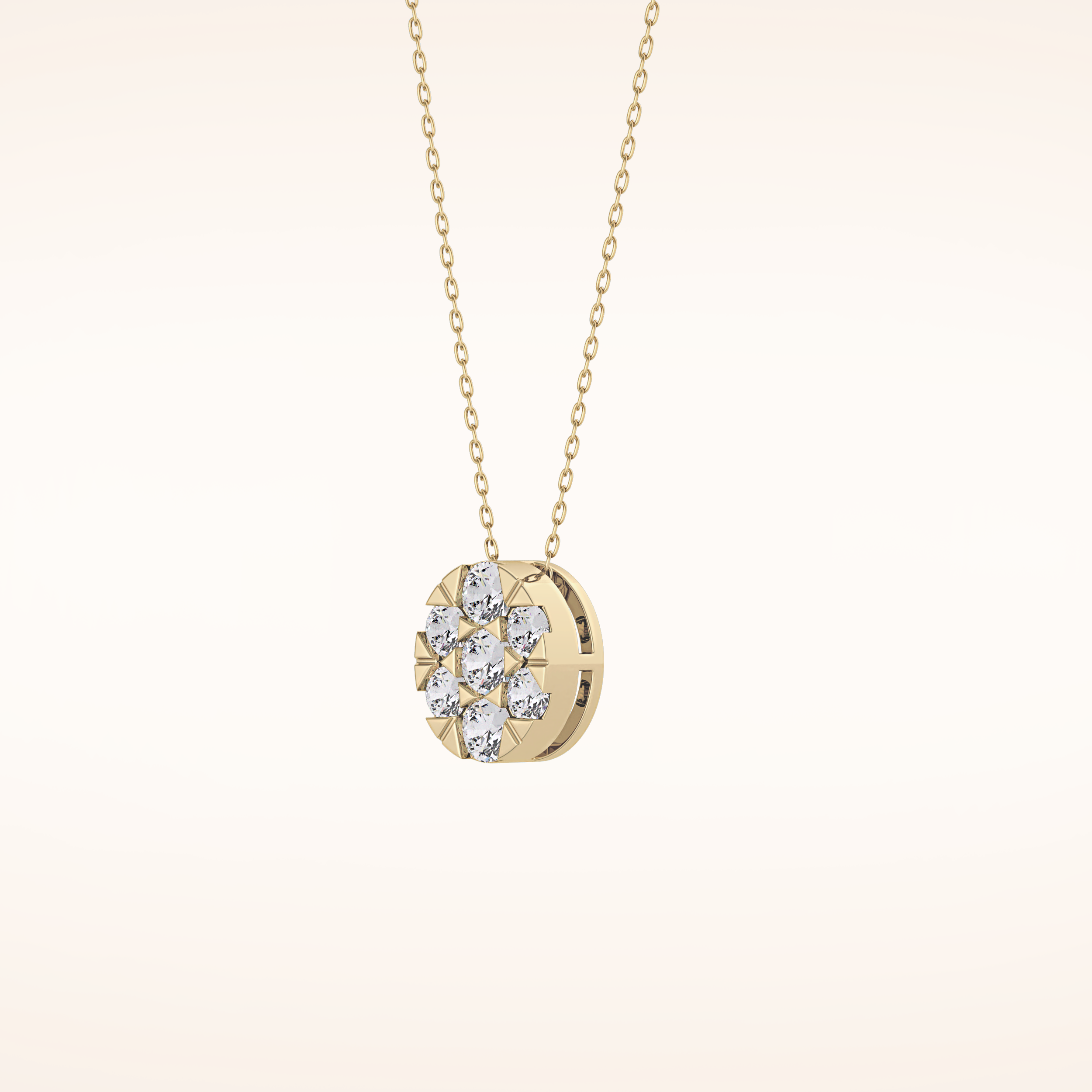 0.54 TCW Round Cut Moissanite Multi Stone Oval Pendant Necklace