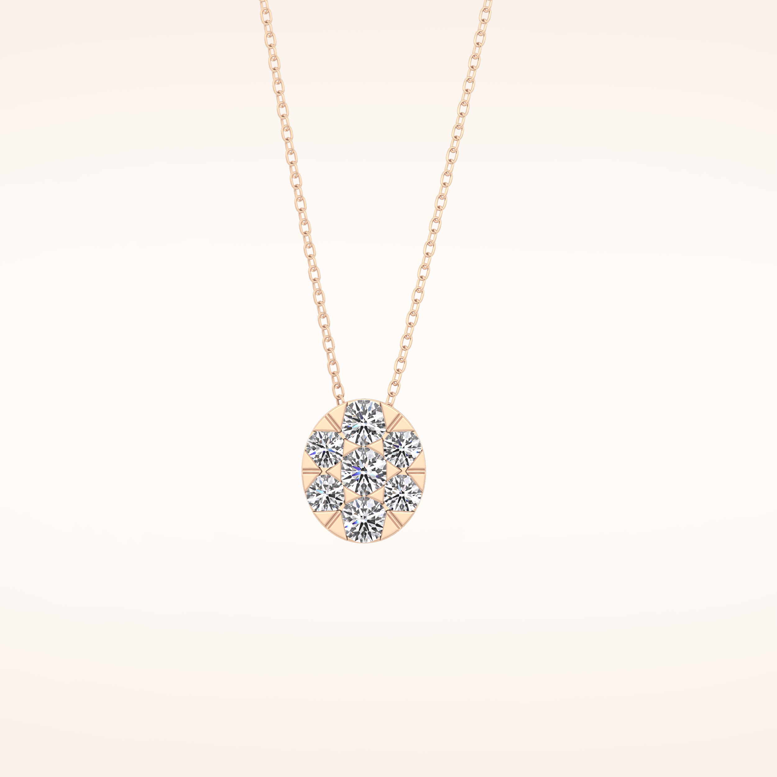 0.54 TCW Round Cut Moissanite Multi Stone Oval Pendant Necklace