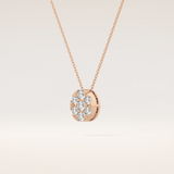 0.54 TCW Round Cut Moissanite Multi Stone Oval Pendant Necklace