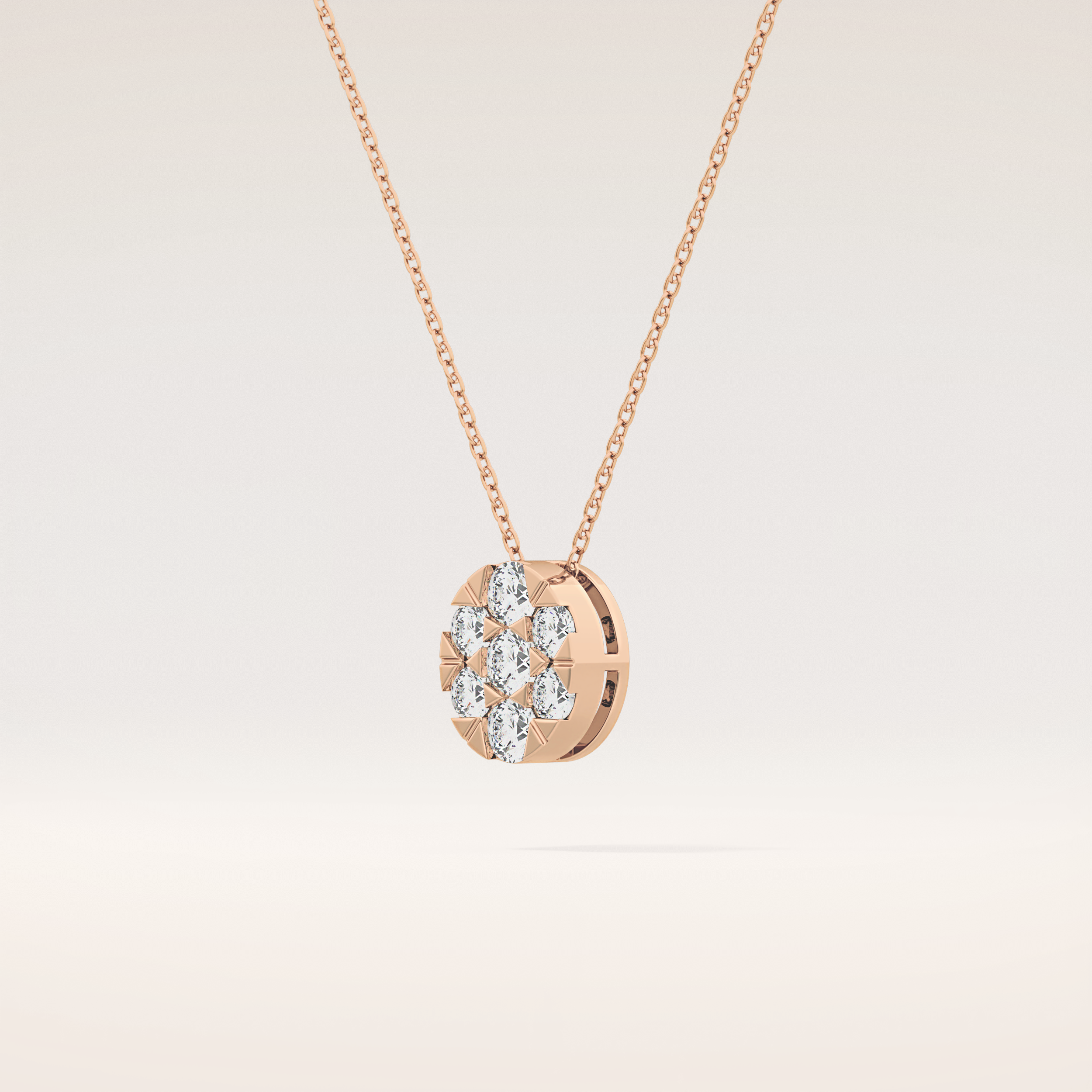 0.54 TCW Round Cut Moissanite Multi Stone Oval Pendant Necklace