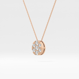 0.54 TCW Round Lab Grown Diamond Multi Stone Oval Pendant Necklace