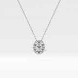 0.54 TCW Round Lab Grown Diamond Multi Stone Oval Pendant Necklace