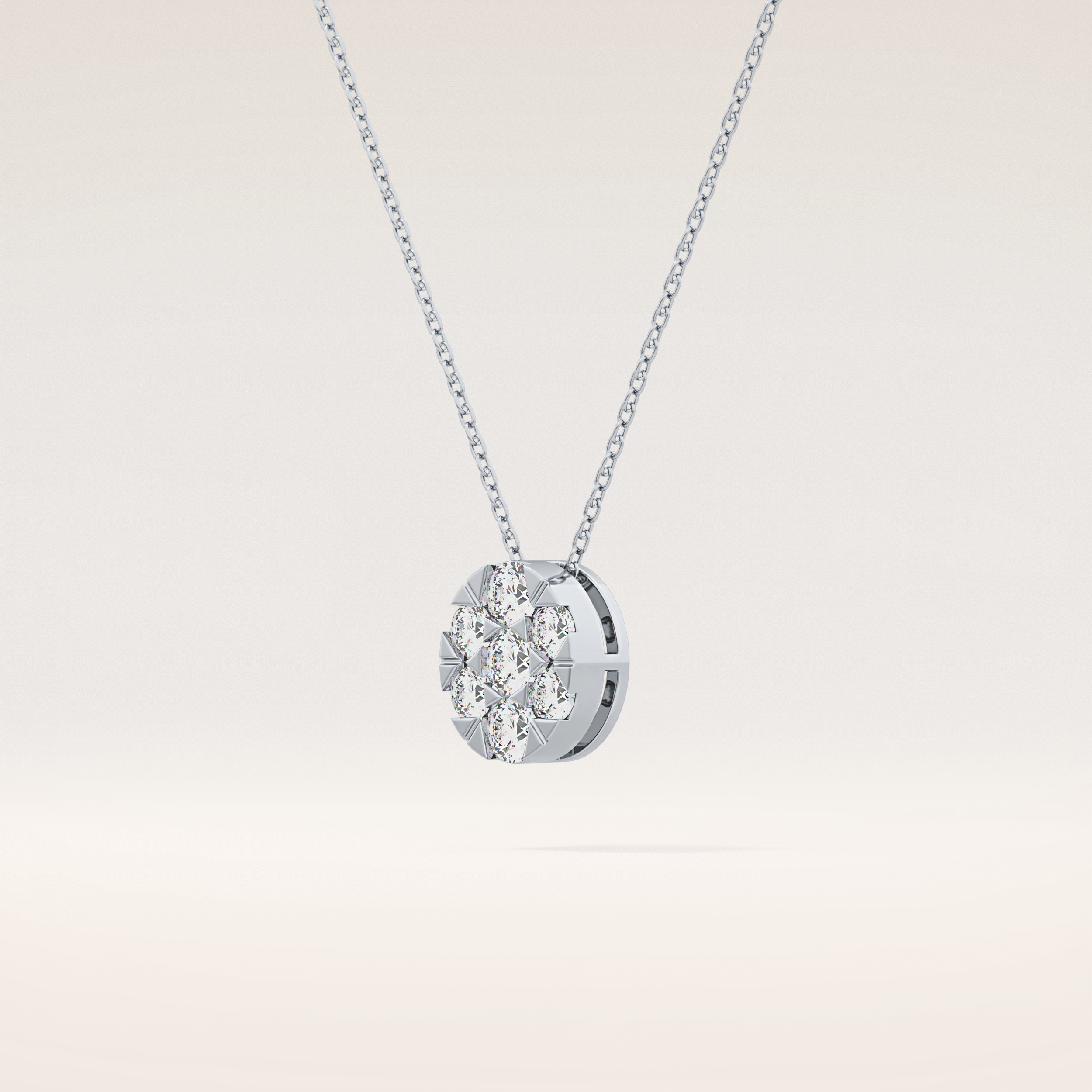0.54 TCW Round Cut Moissanite Multi Stone Oval Pendant Necklace