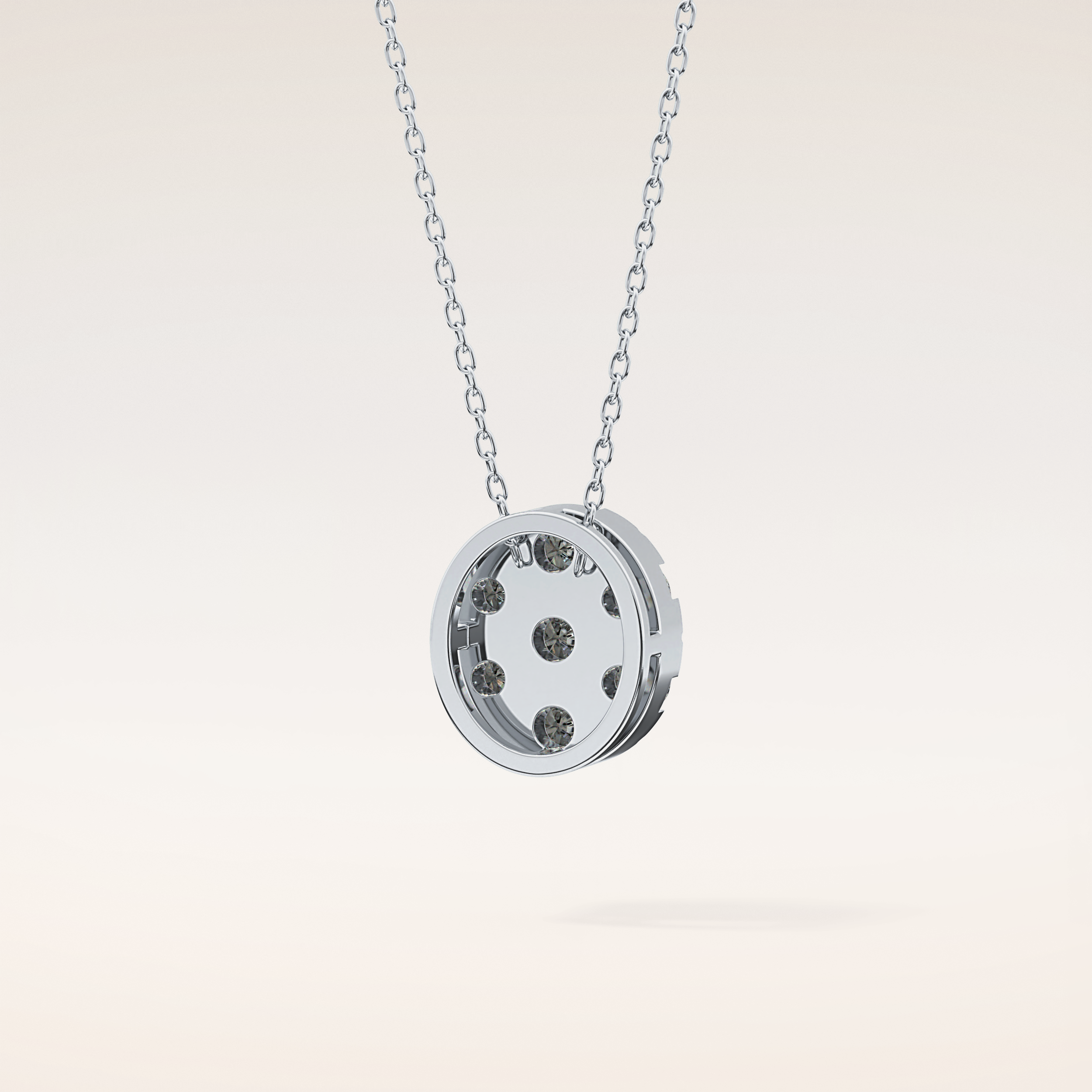 0.54 TCW Round Cut Moissanite Multi Stone Oval Pendant Necklace