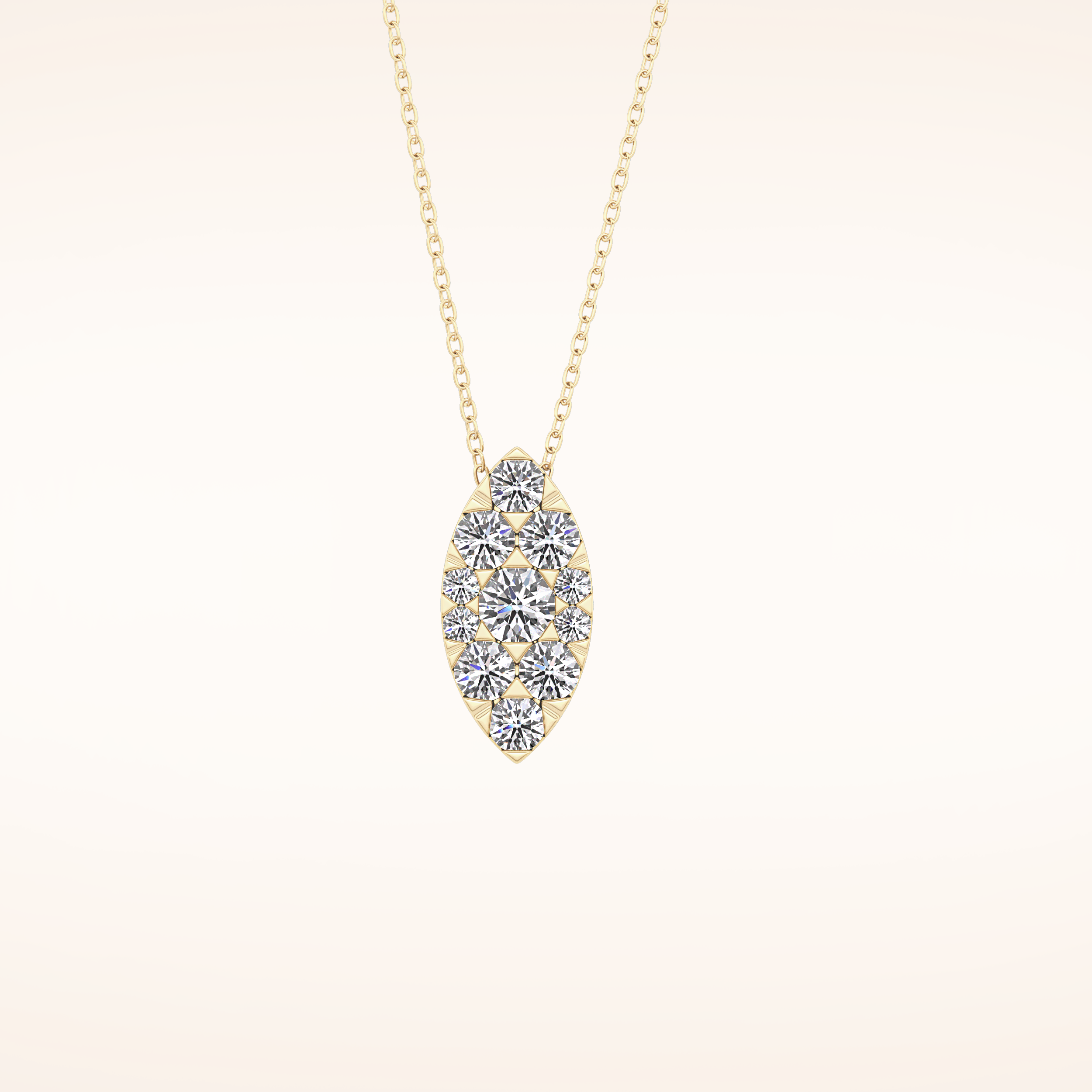 0.7 TCW Round Cut Moissanite Multi Stone Marquise Pendant Necklace