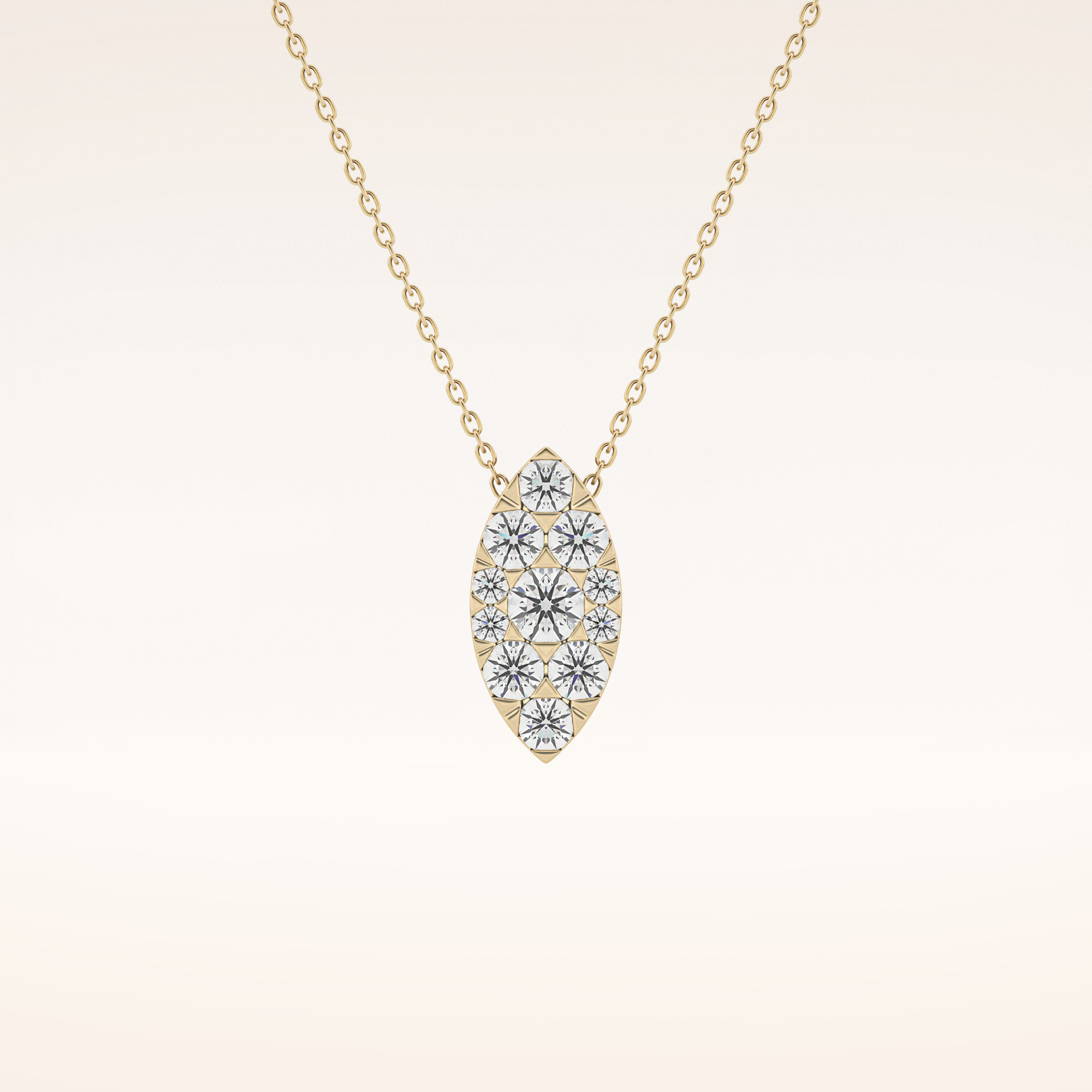 0.7 TCW Round Cut Moissanite Multi Stone Marquise Pendant Necklace