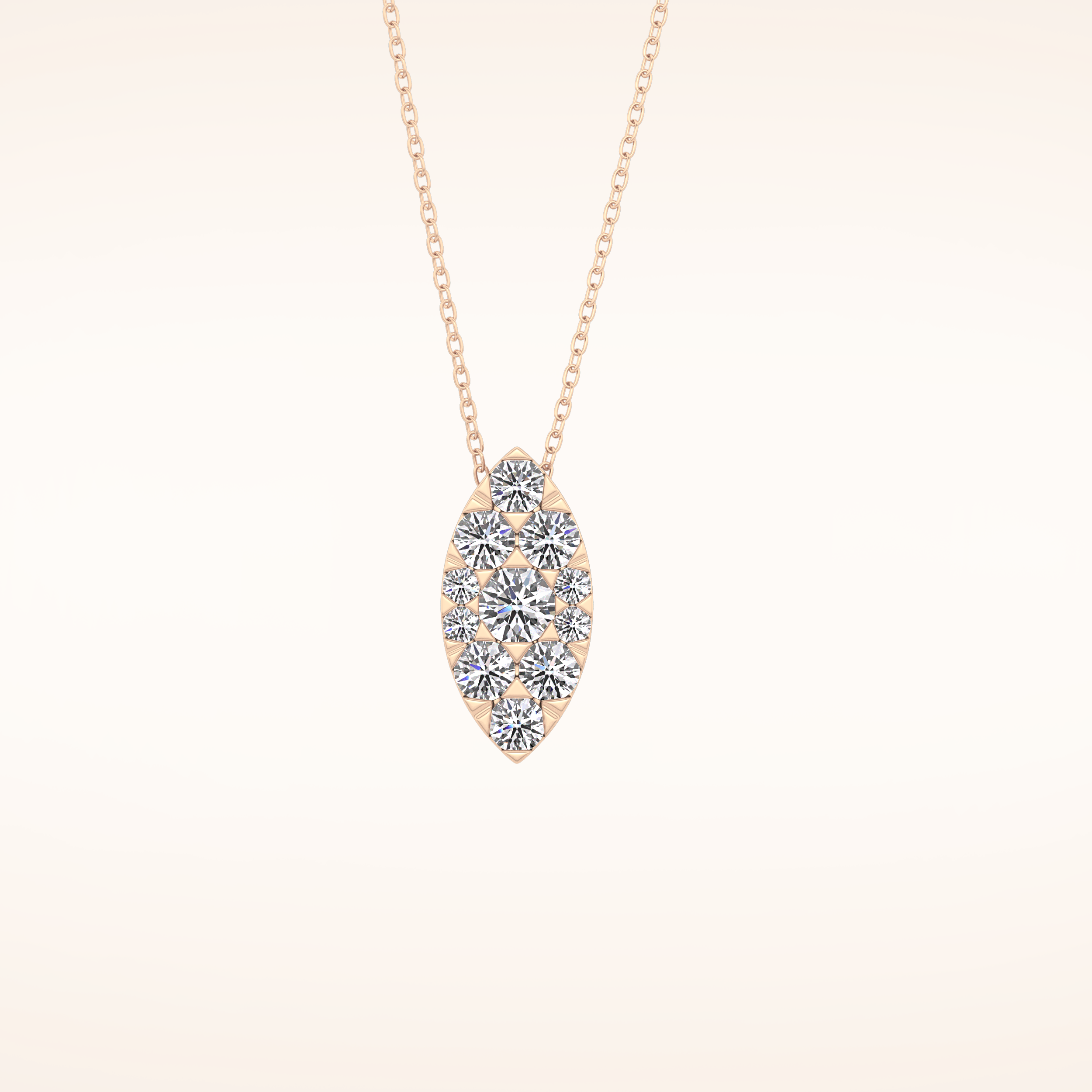 0.7 TCW Round Cut Moissanite Multi Stone Marquise Pendant Necklace
