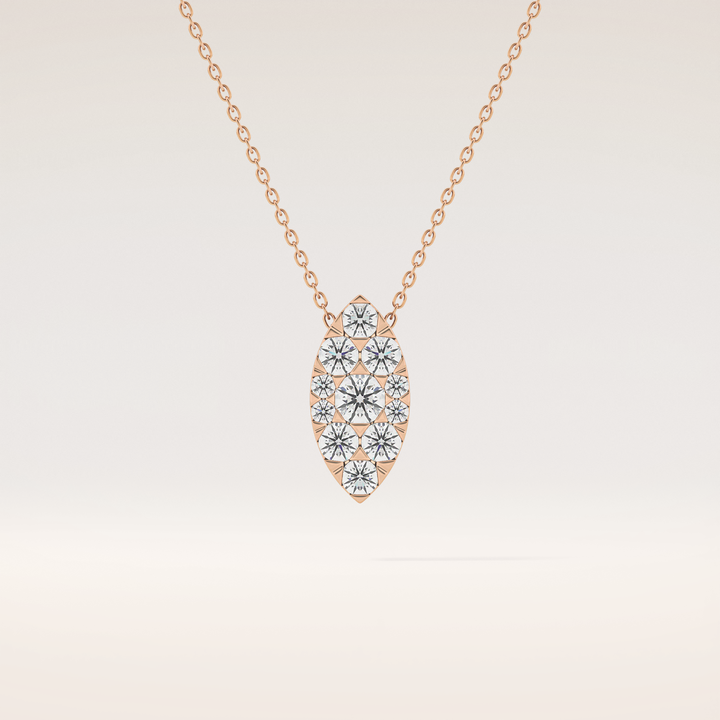 0.7 TCW Round Cut Moissanite Multi Stone Marquise Pendant Necklace