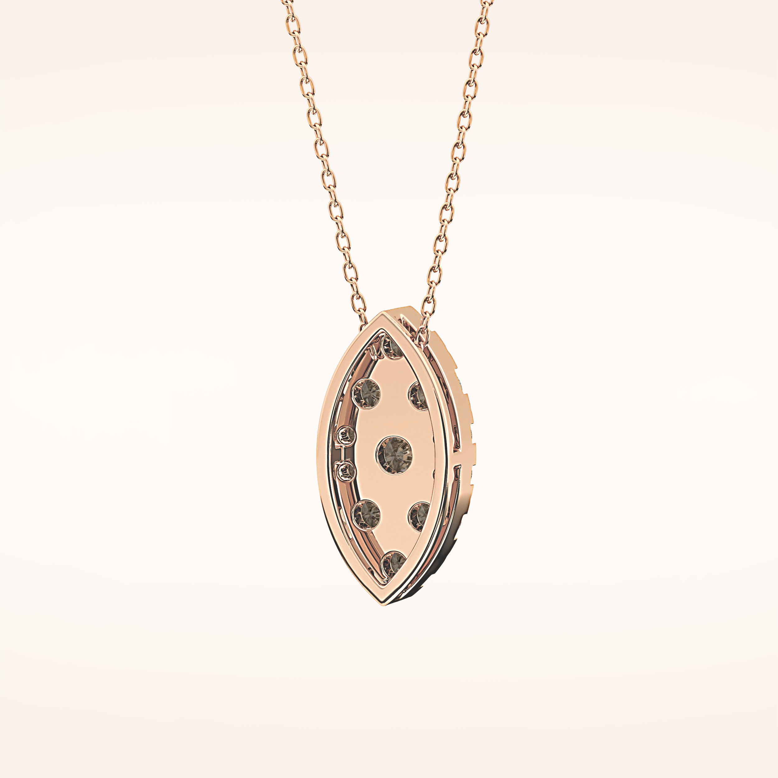 0.7 TCW Round Cut Moissanite Multi Stone Marquise Pendant Necklace