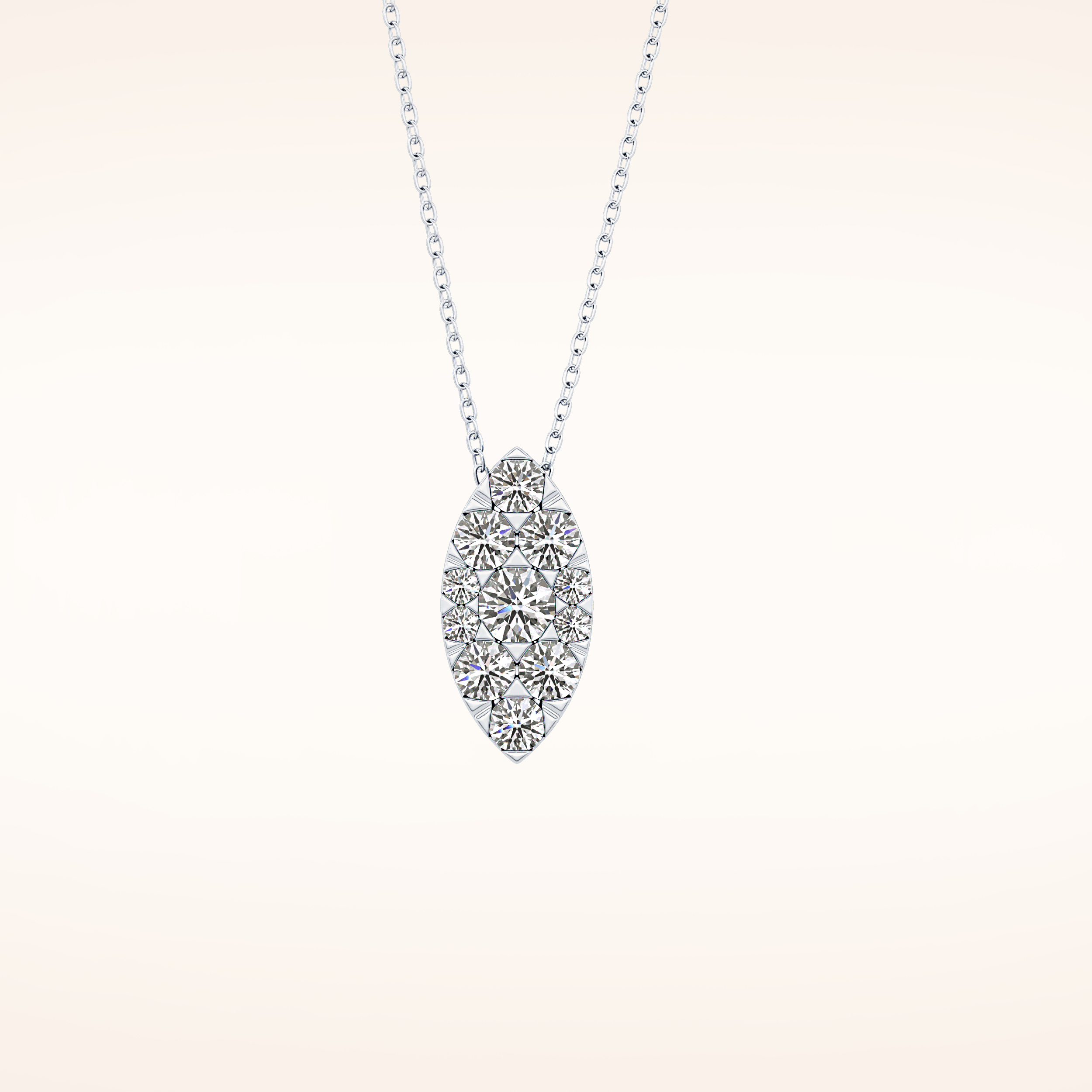 0.7 TCW Round Cut Moissanite Multi Stone Marquise Pendant Necklace