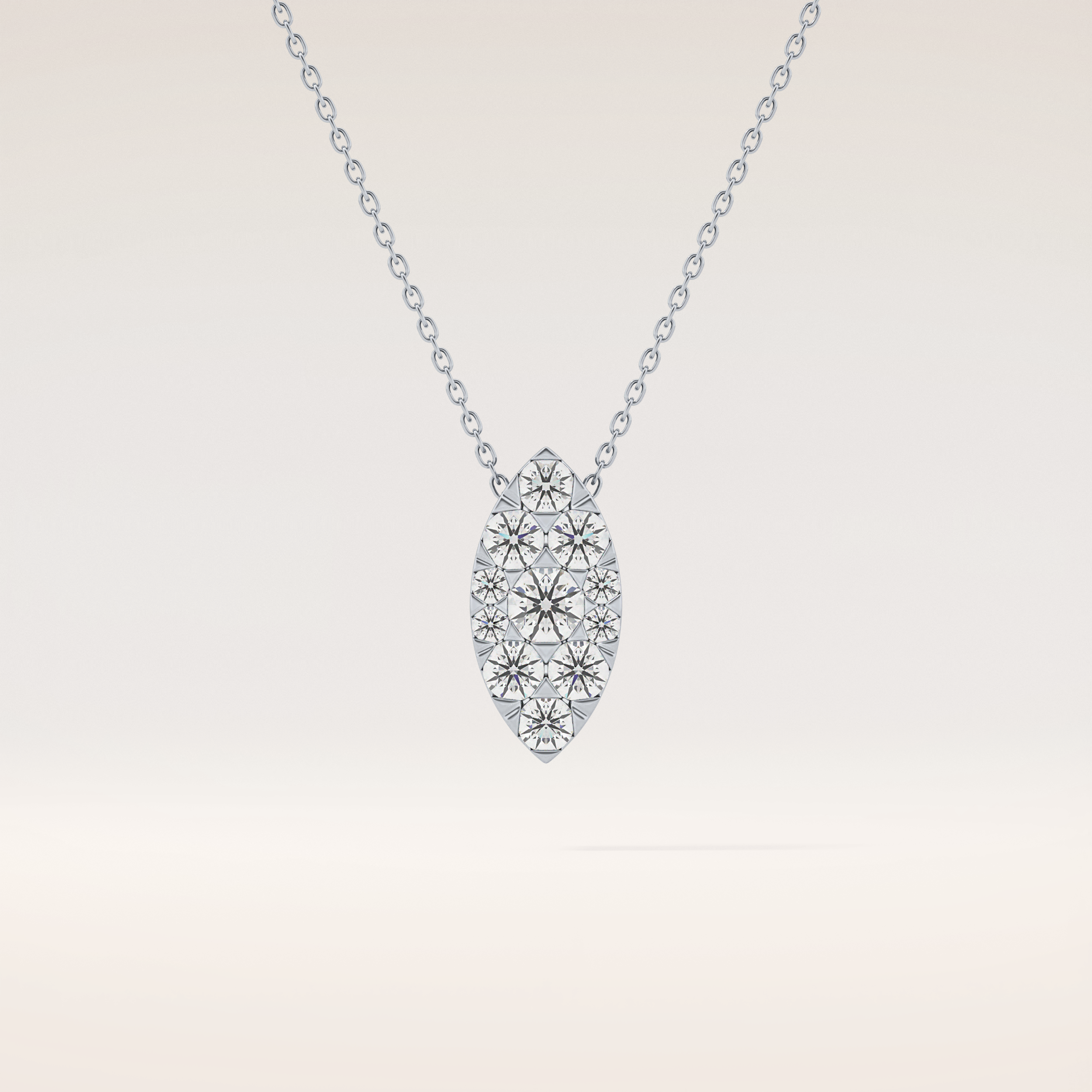 0.7 TCW Round Cut Moissanite Multi Stone Marquise Pendant Necklace