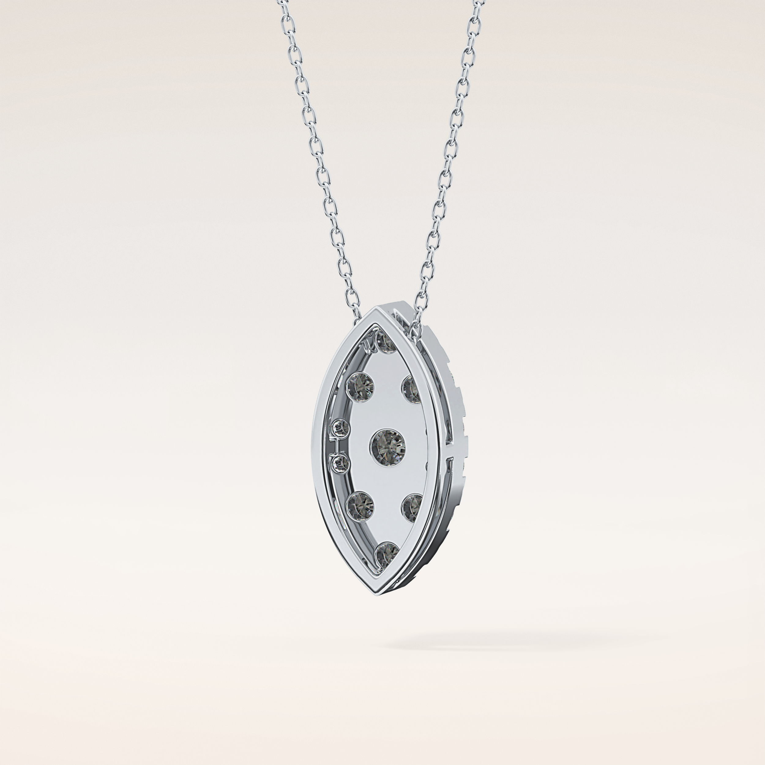 0.7 TCW Round Cut Moissanite Multi Stone Marquise Pendant Necklace