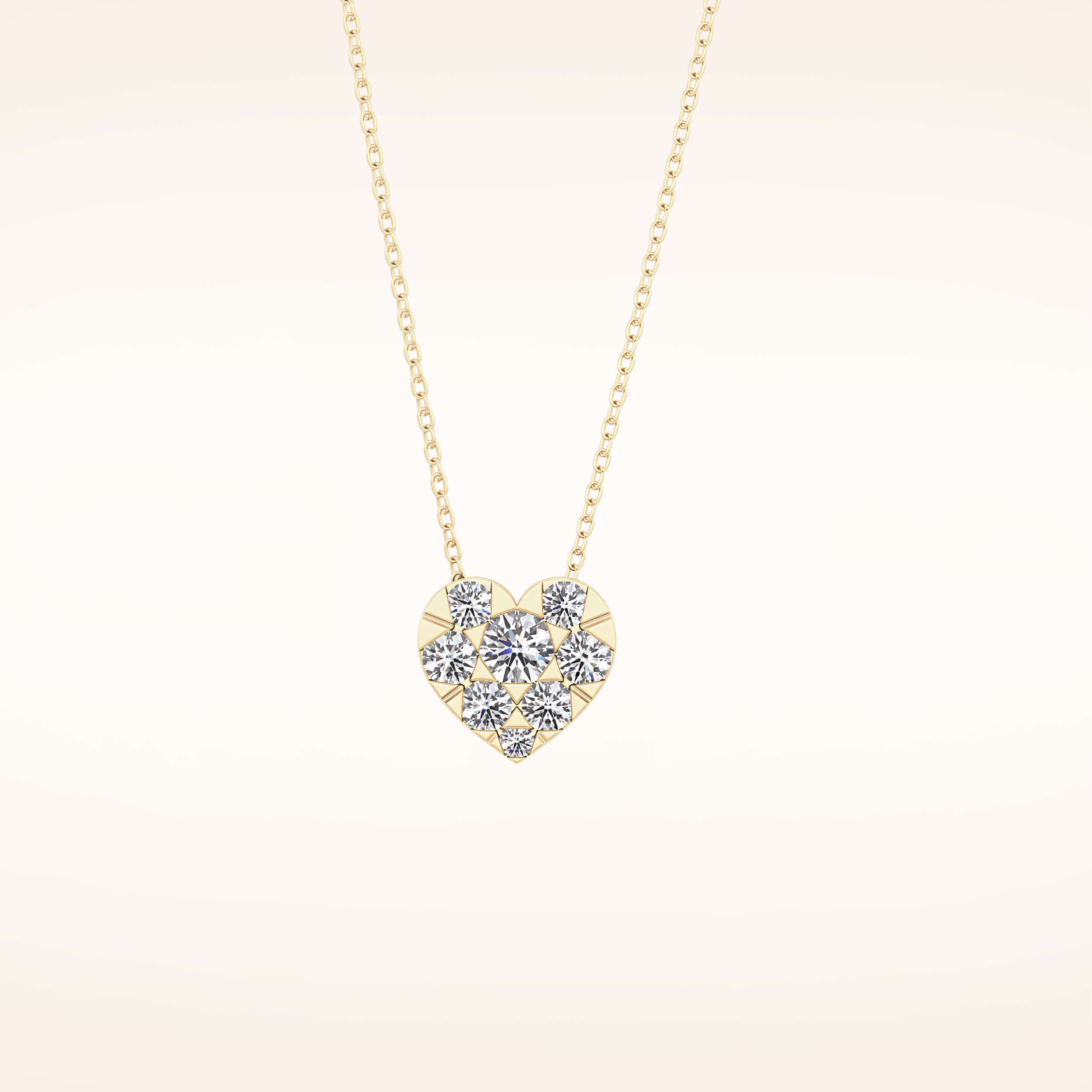 0.475 TCW Round Cut Moissanite Multi Stone Heart Pendant Necklace