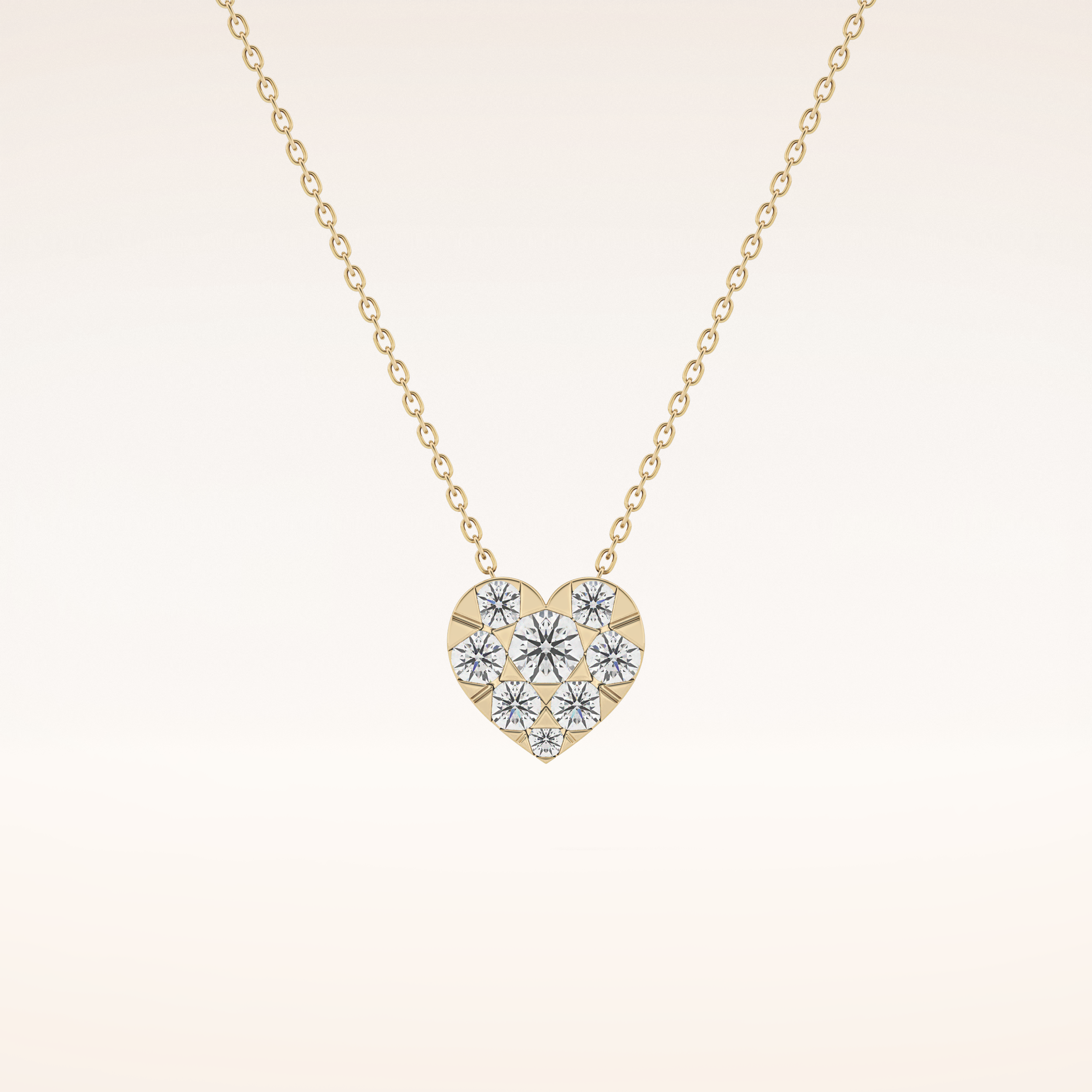 0.475 TCW Round Cut Moissanite Multi Stone Heart Pendant Necklace