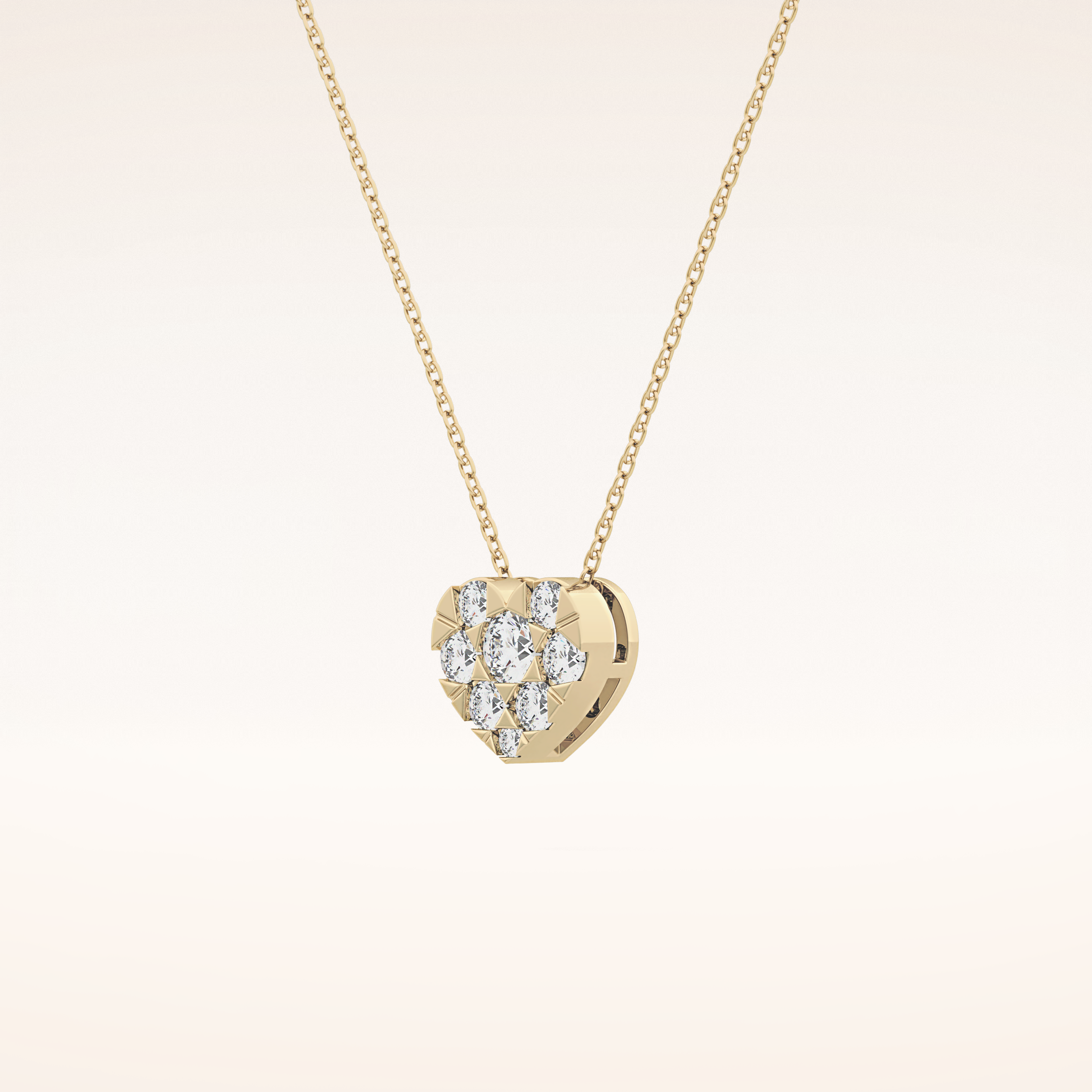 0.475 TCW Round Cut Moissanite Multi Stone Heart Pendant Necklace