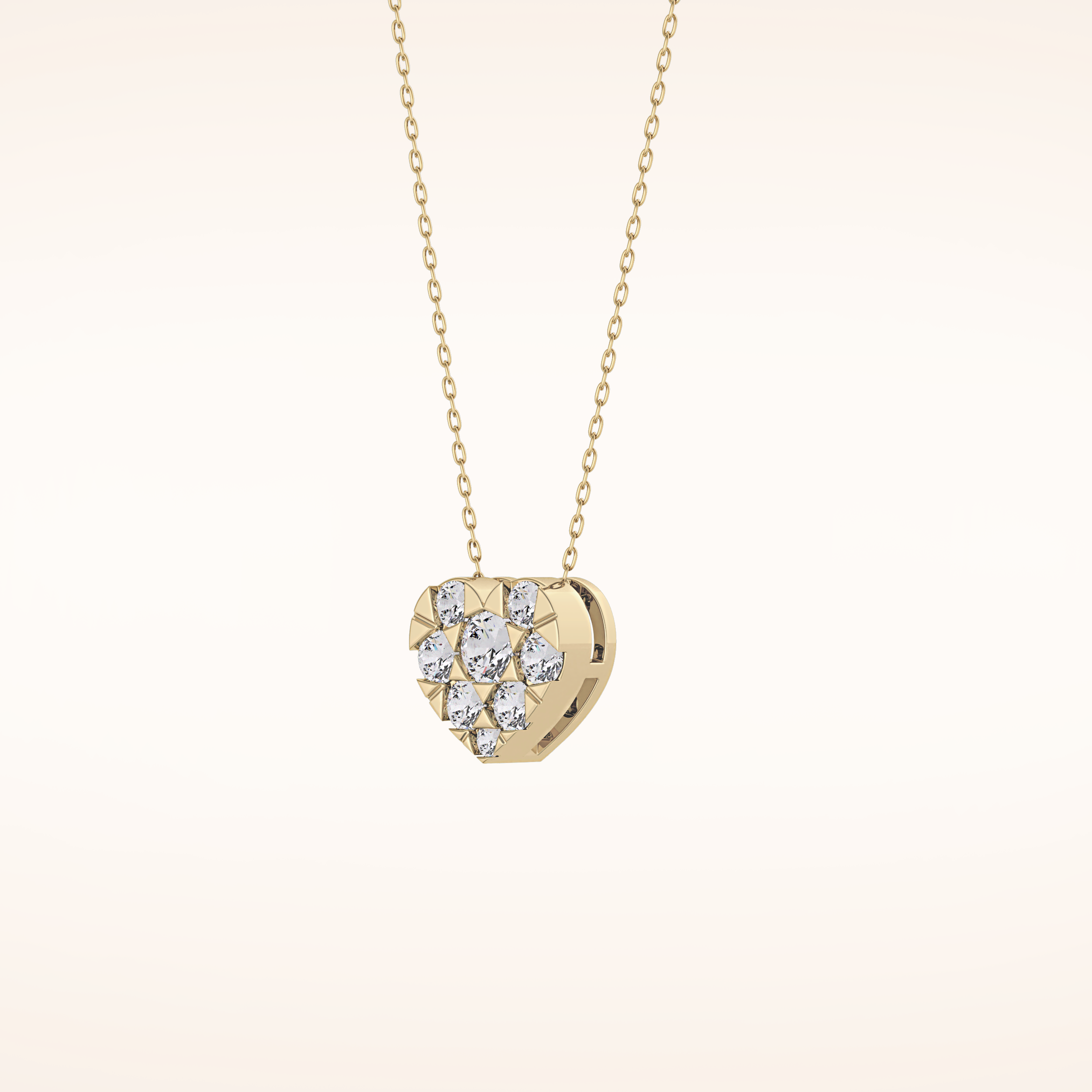 0.475 TCW Round Cut Moissanite Multi Stone Heart Pendant Necklace