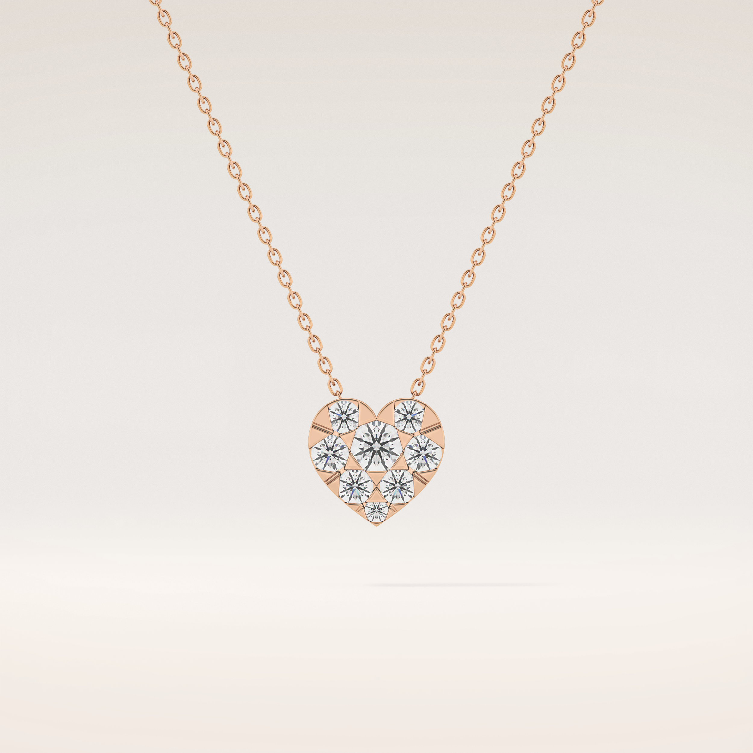 0.475 TCW Round Cut Moissanite Multi Stone Heart Pendant Necklace
