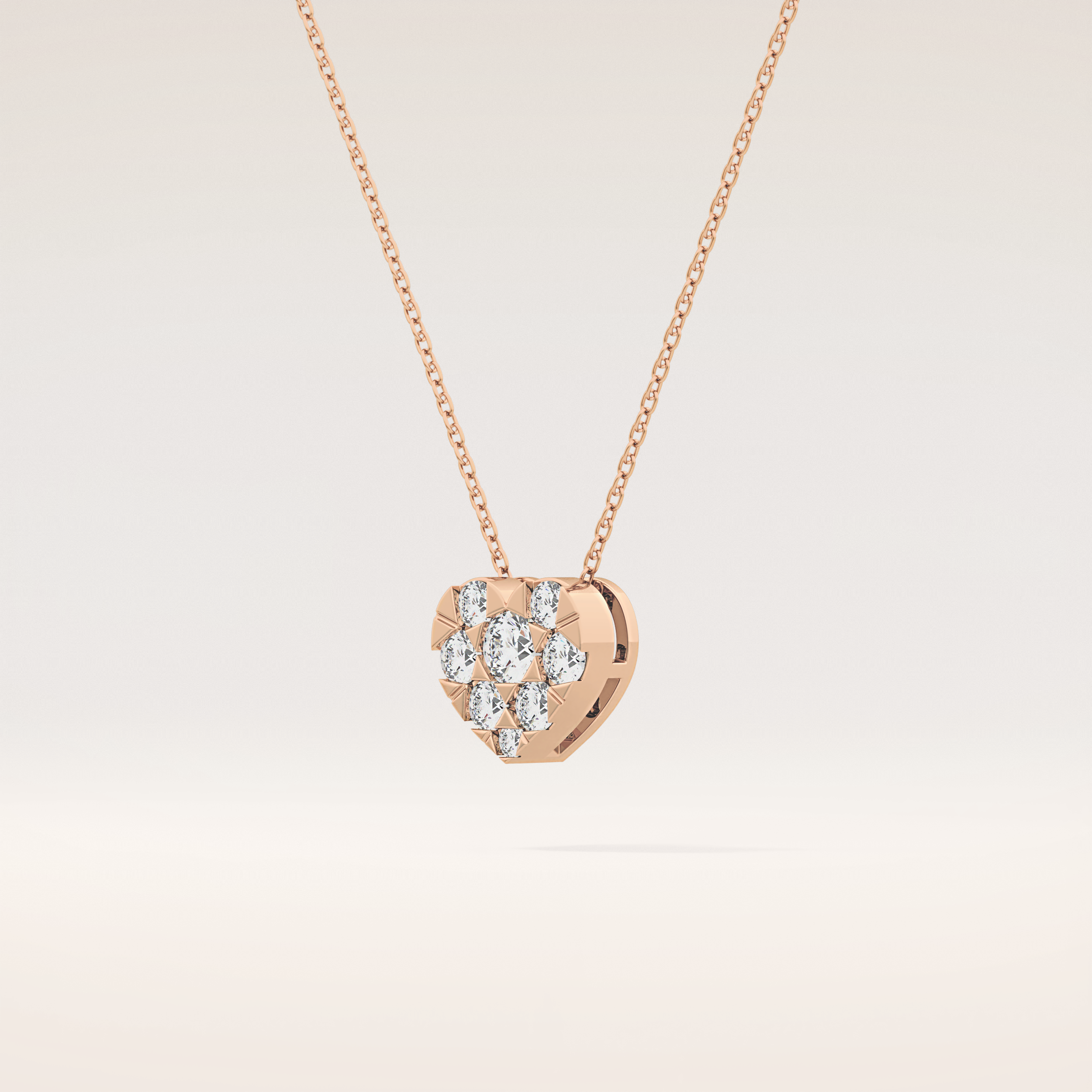 0.475 TCW Round Cut Moissanite Multi Stone Heart Pendant Necklace