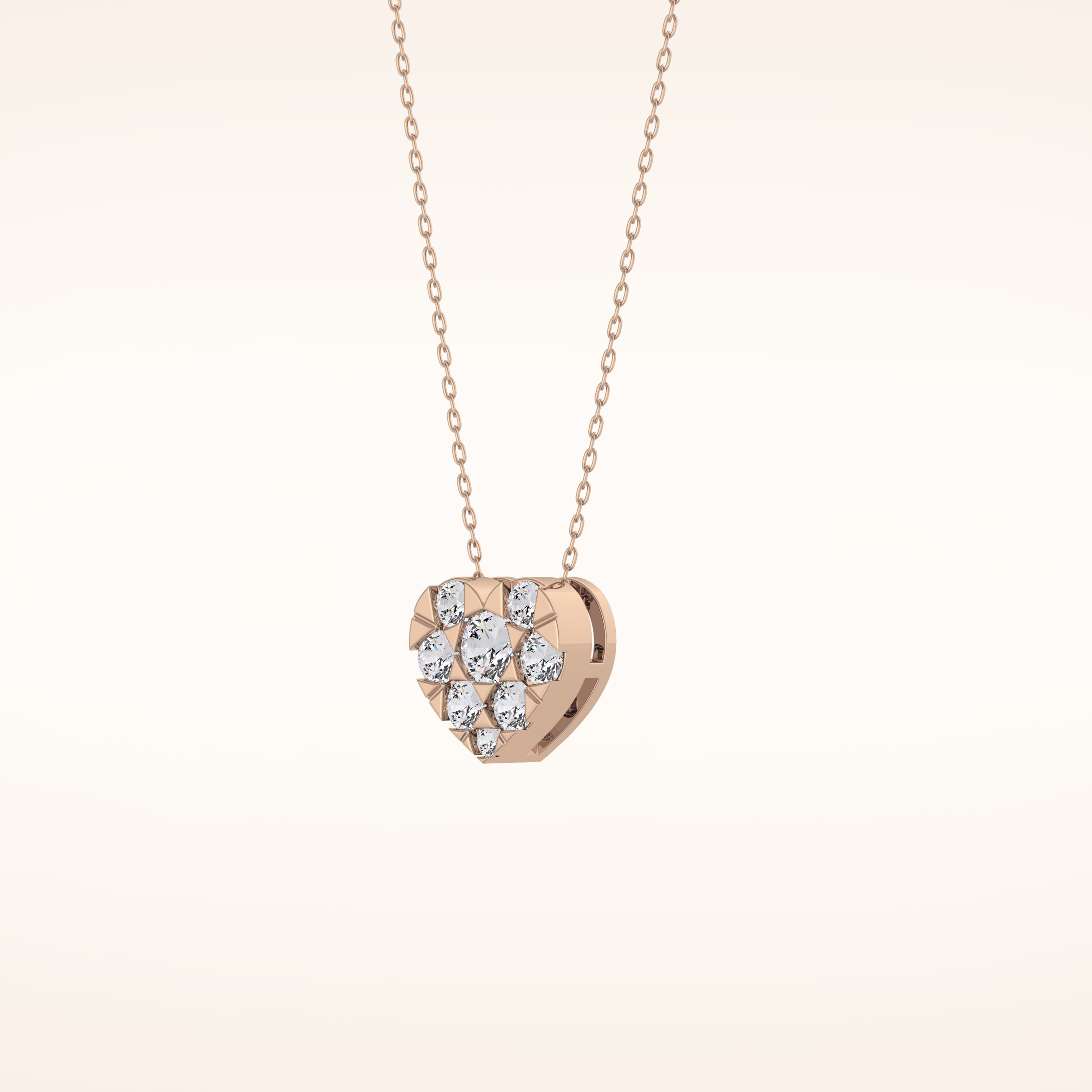 0.475 TCW Round Cut Moissanite Multi Stone Heart Pendant Necklace