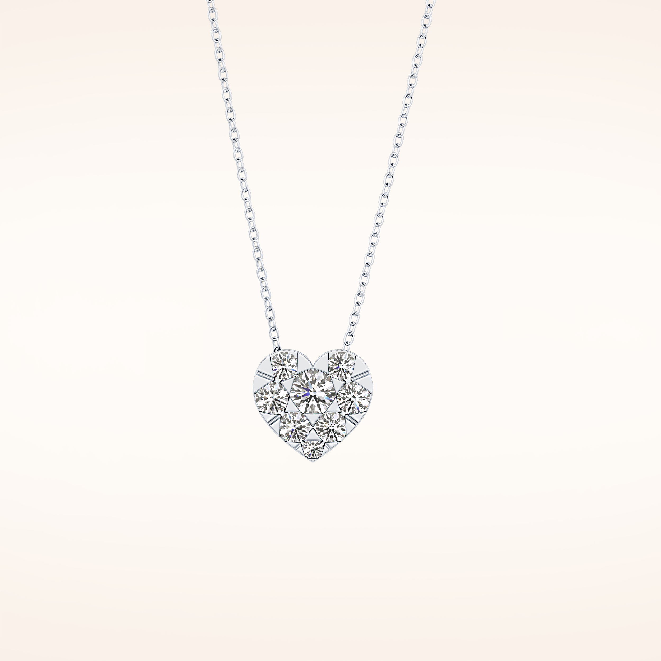 0.475 TCW Round Cut Moissanite Multi Stone Heart Pendant Necklace