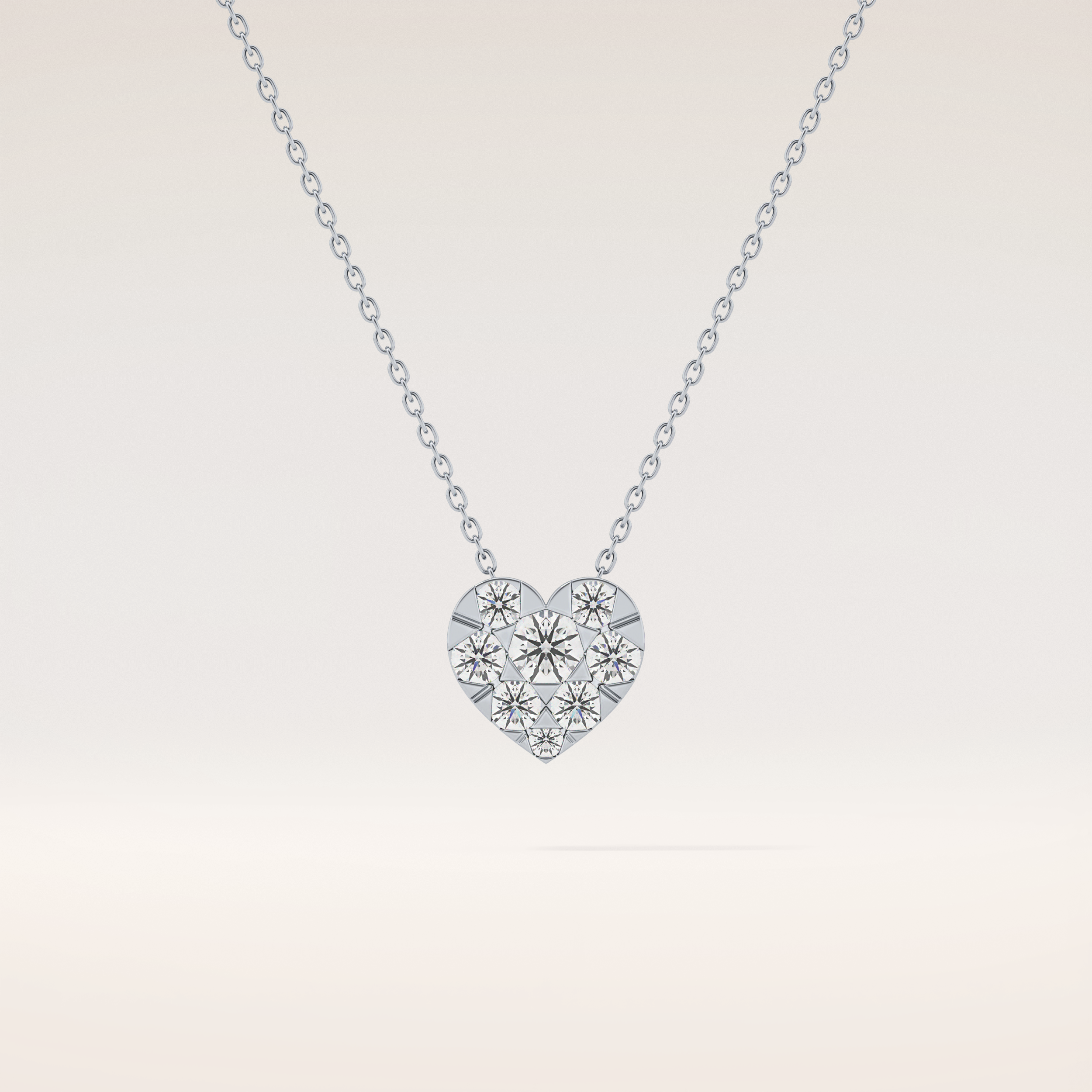 0.475 TCW Round Cut Moissanite Multi Stone Heart Pendant Necklace