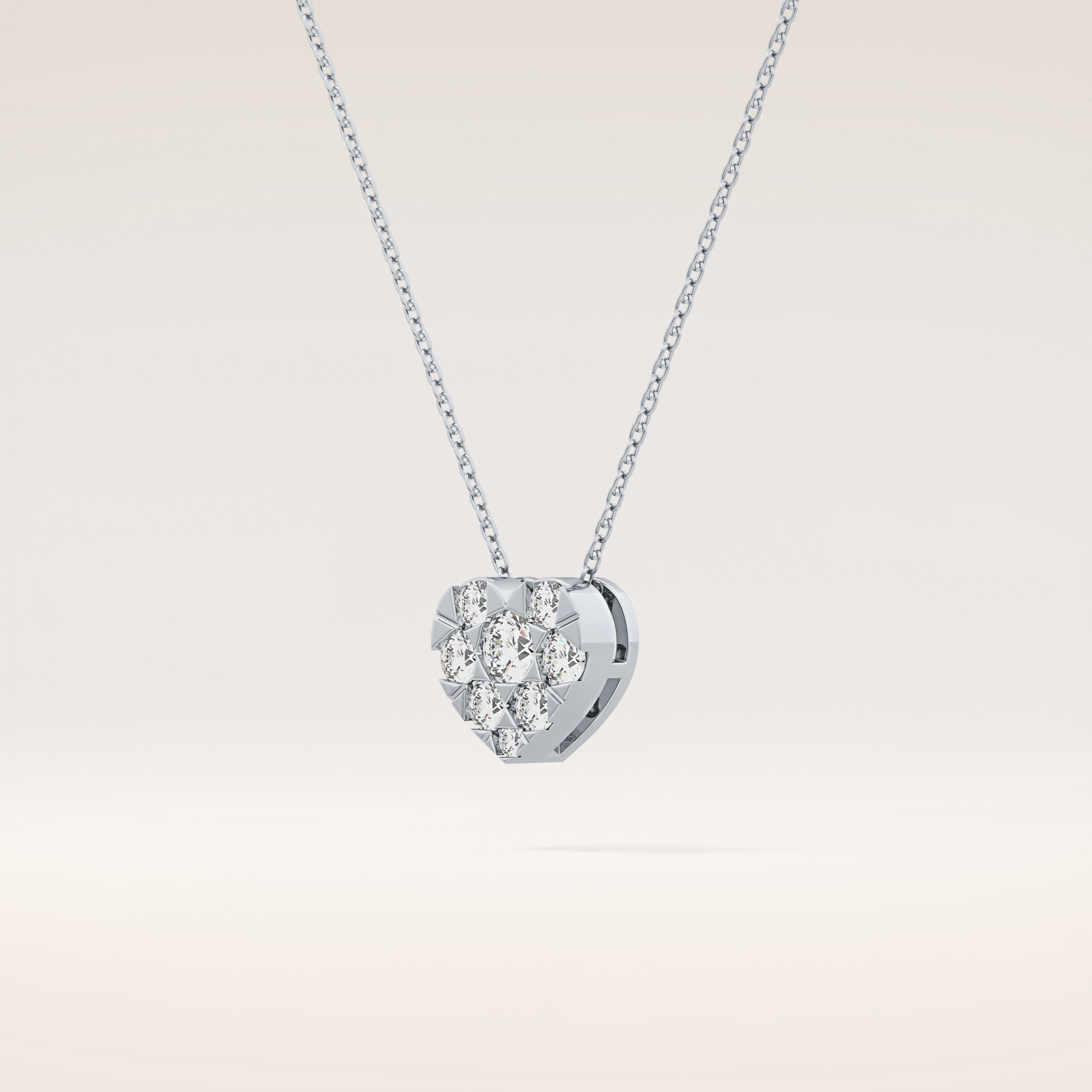 0.475 TCW Round Cut Moissanite Multi Stone Heart Pendant Necklace