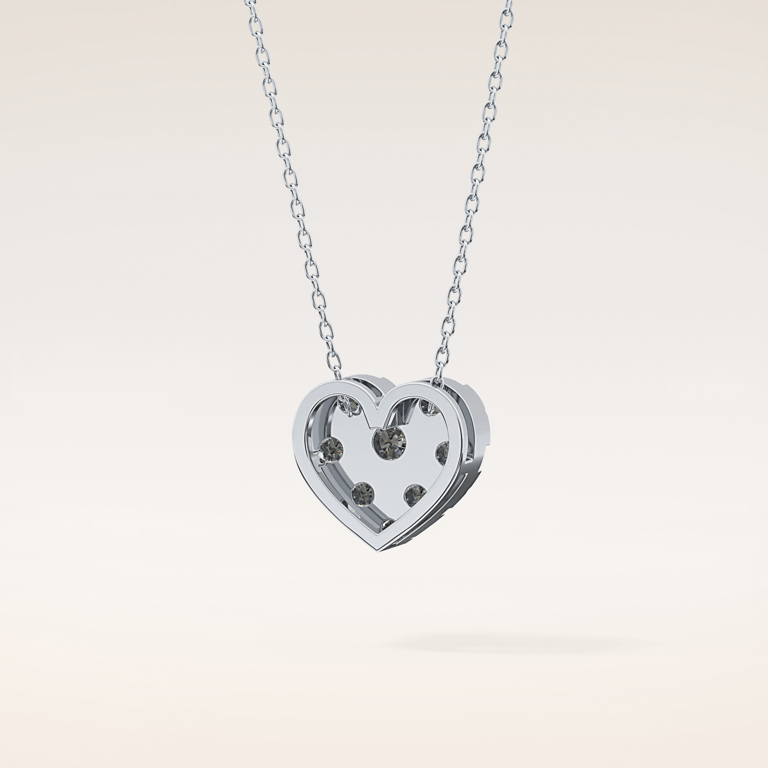 0.475 TCW Round Cut Moissanite Multi Stone Heart Pendant Necklace
