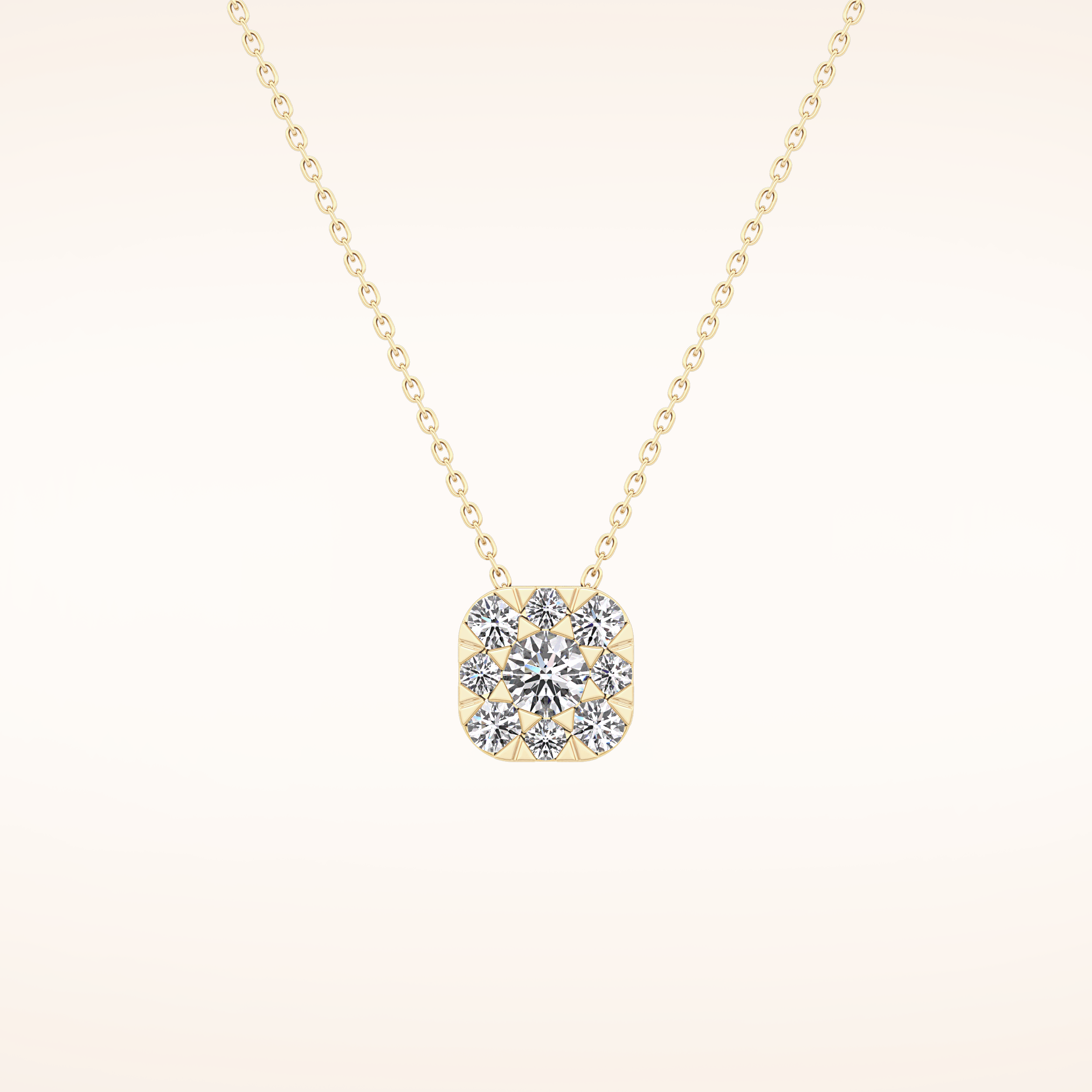 1.16 TCW Round Cut Moissanite Multi Stone Cushion Pendant Necklace