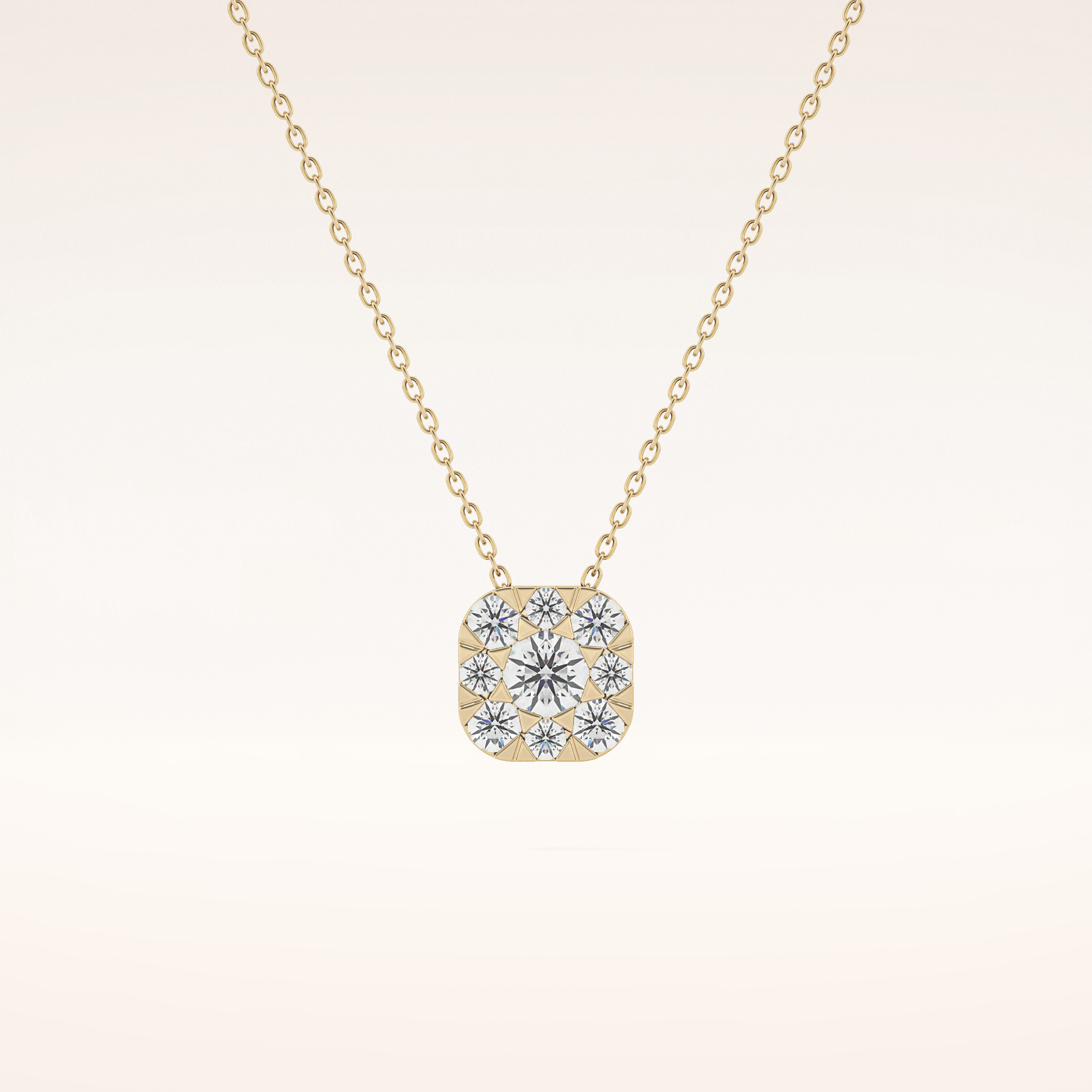 1.16 TCW Round Cut Moissanite Multi Stone Cushion Pendant Necklace