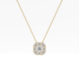 1.16 TCW Round Lab Grown Diamond Multi Stone Cushion Pendant Necklace
