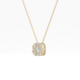 1.16 TCW Round Lab Grown Diamond Multi Stone Cushion Pendant Necklace