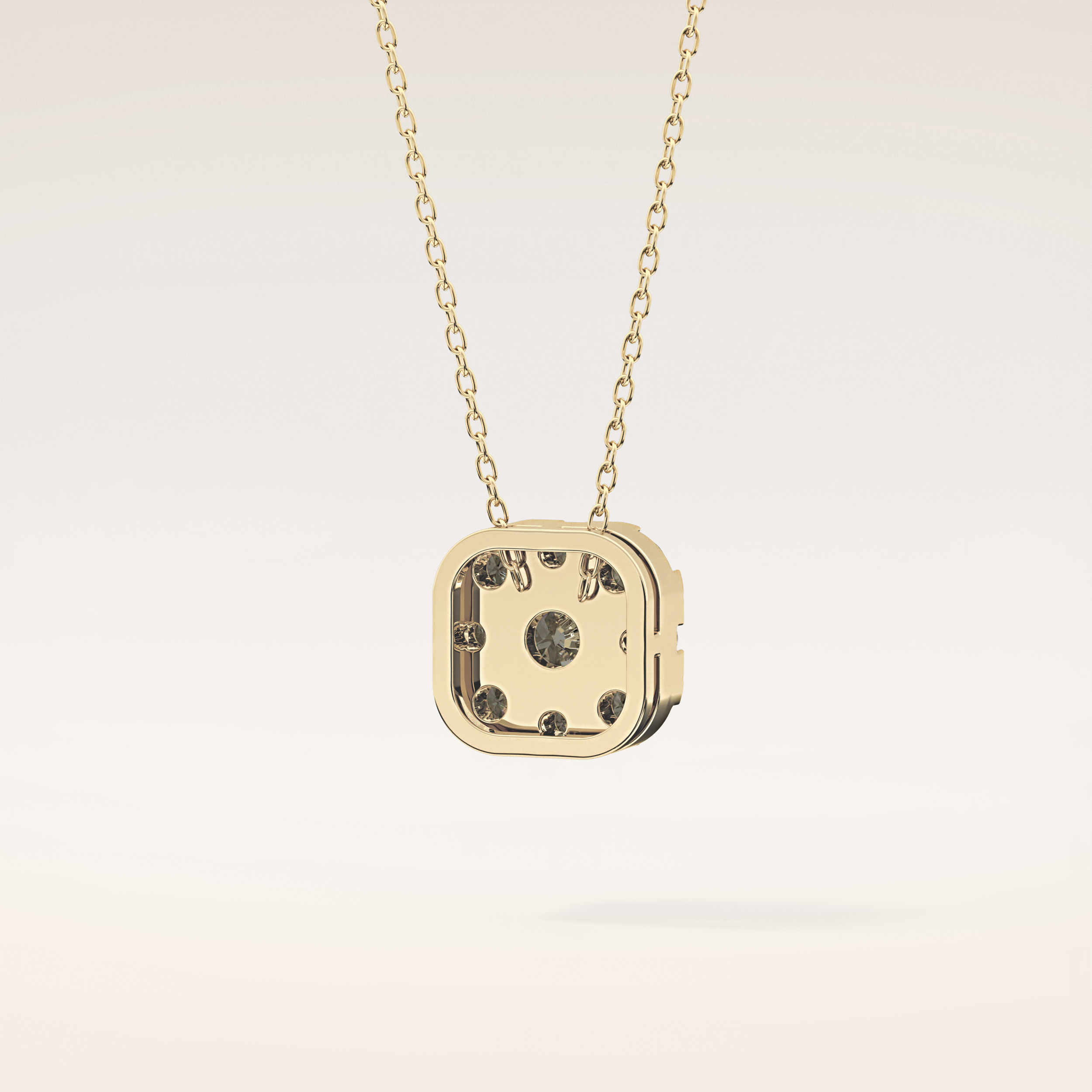 1.16 TCW Round Cut Moissanite Multi Stone Cushion Pendant Necklace
