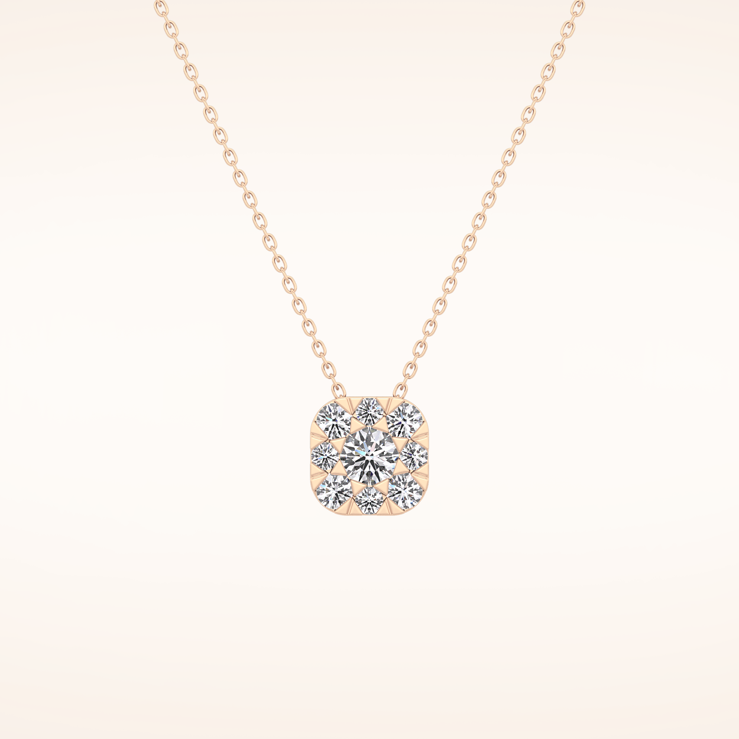 1.16 TCW Round Cut Moissanite Multi Stone Cushion Pendant Necklace