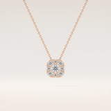 1.16 TCW Round Cut Moissanite Multi Stone Cushion Pendant Necklace