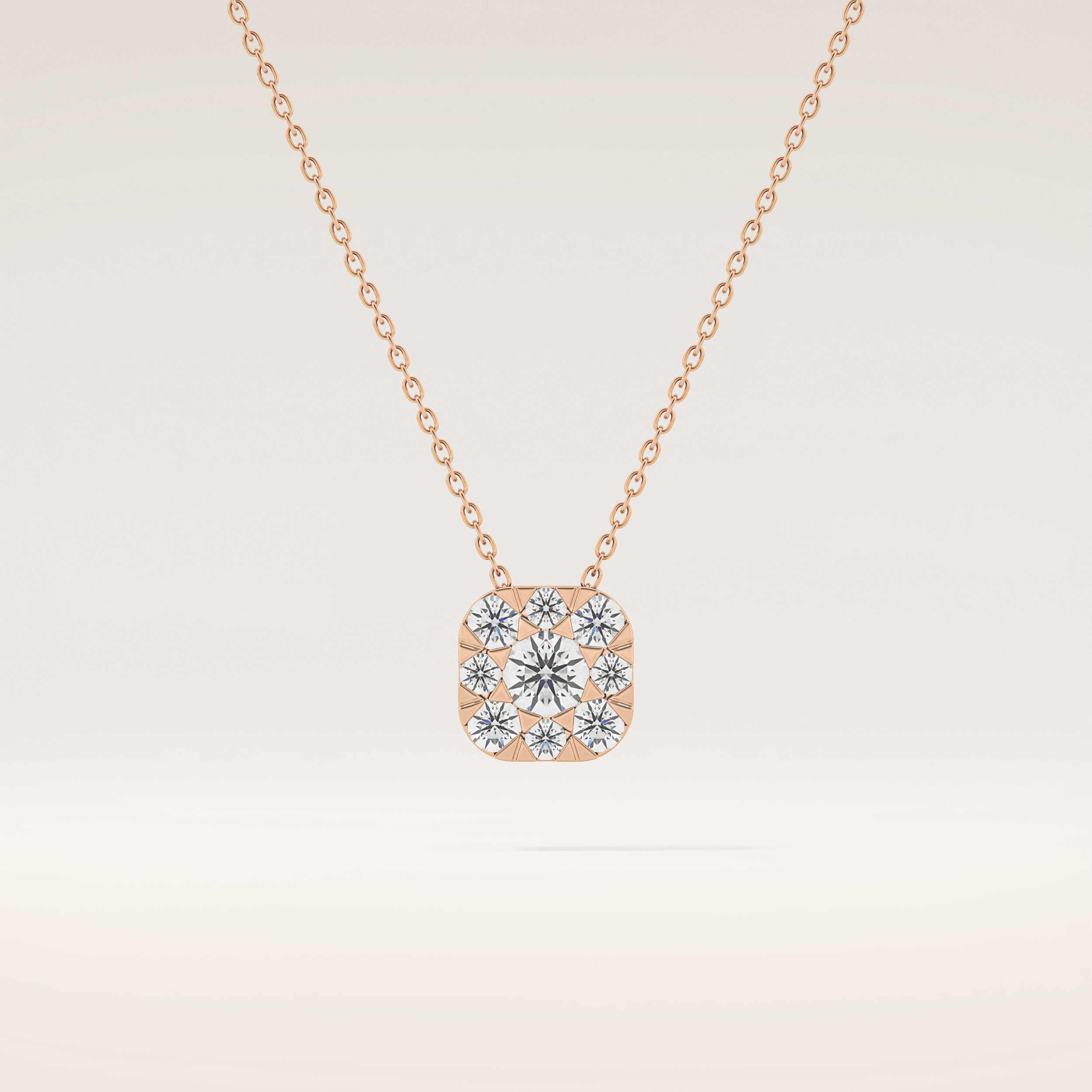1.16 TCW Round Cut Moissanite Multi Stone Cushion Pendant Necklace