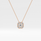 1.16 TCW Round Lab Grown Diamond Multi Stone Cushion Pendant Necklace