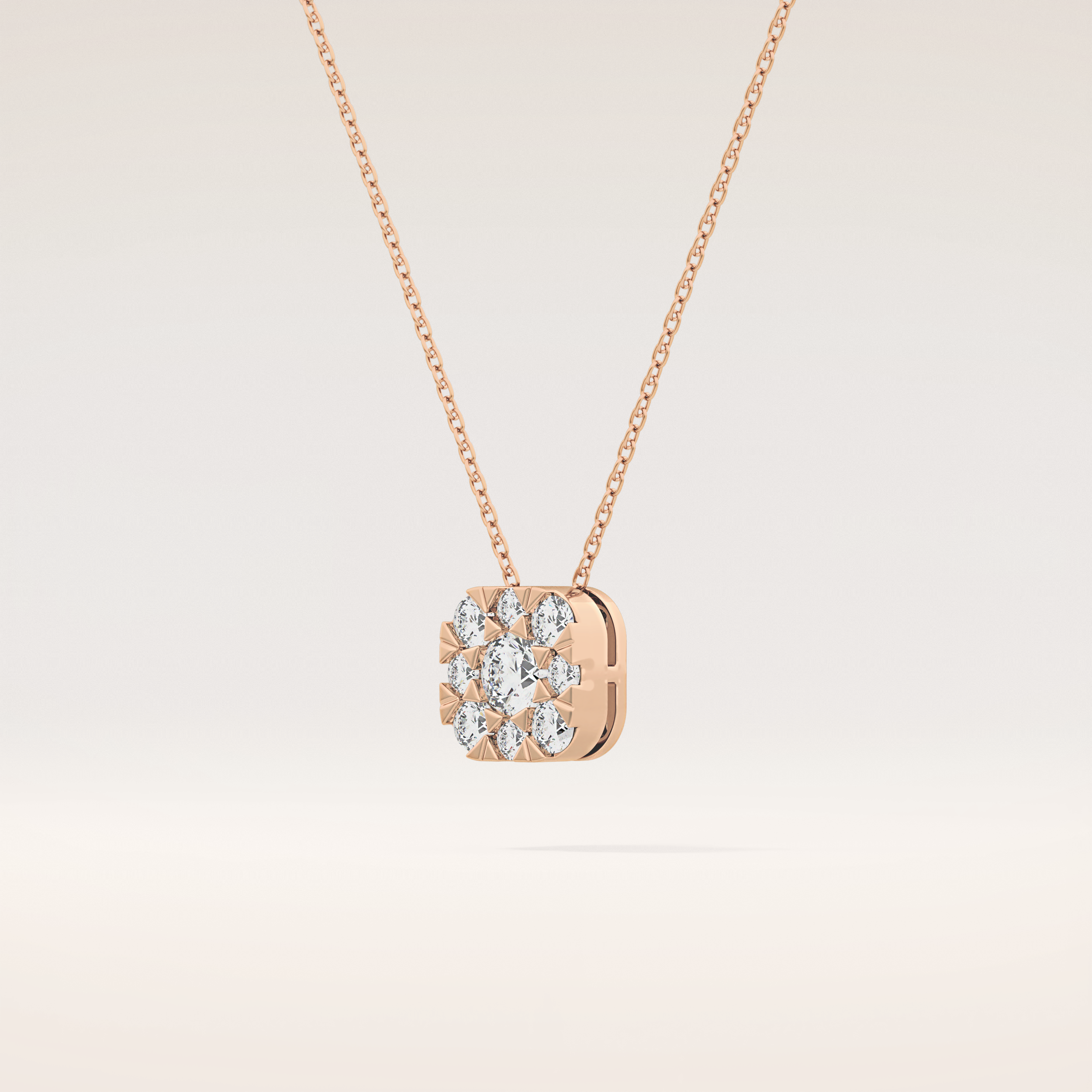 1.16 TCW Round Cut Moissanite Multi Stone Cushion Pendant Necklace