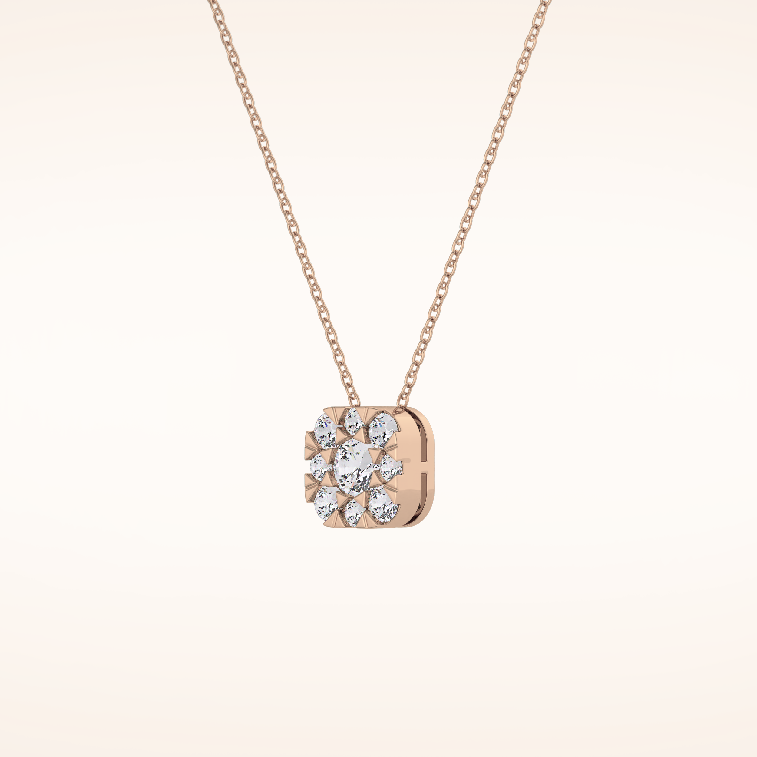 1.16 TCW Round Cut Moissanite Multi Stone Cushion Pendant Necklace