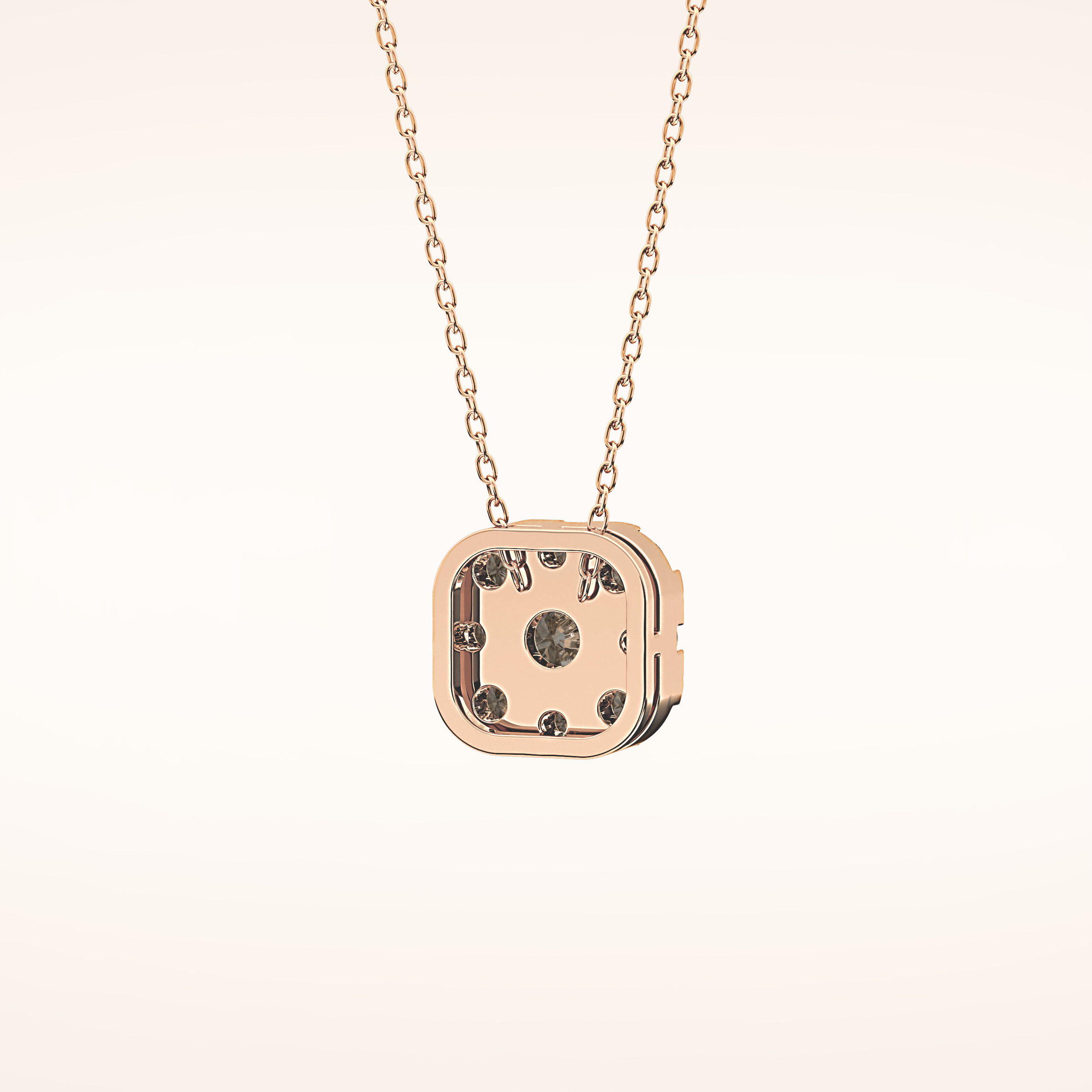 1.16 TCW Round Cut Moissanite Multi Stone Cushion Pendant Necklace