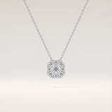 1.16 TCW Round Cut Moissanite Multi Stone Cushion Pendant Necklace