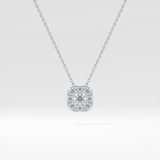 1.16 TCW Round Lab Grown Diamond Multi Stone Cushion Pendant Necklace