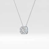 1.16 TCW Round Lab Grown Diamond Multi Stone Cushion Pendant Necklace